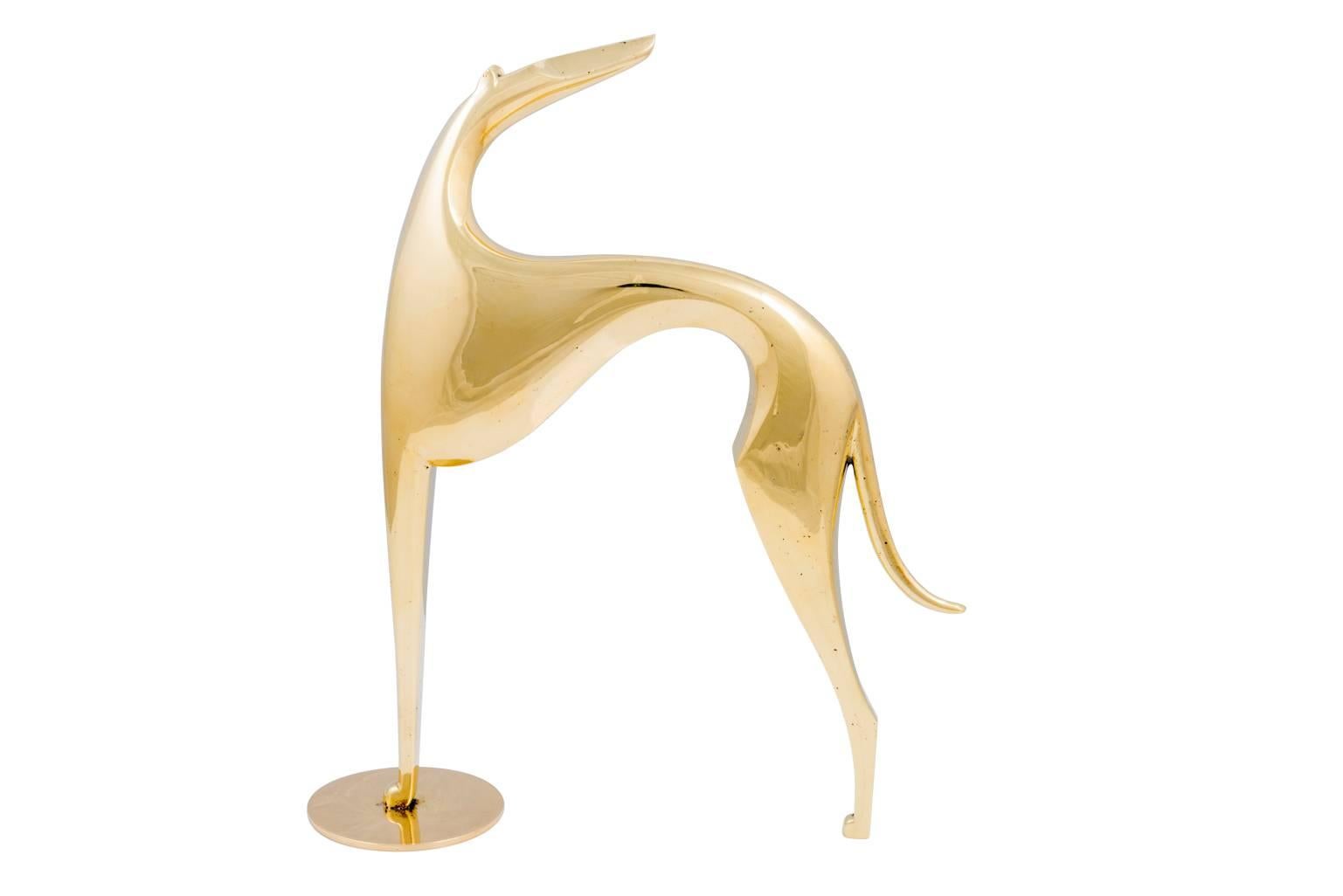 Mid-20th Century Werkstätte Hagenauer Greyhound Brass Figurine, circa 1950