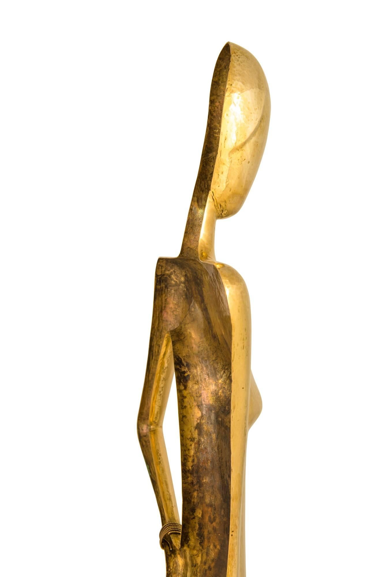Werkstatte Franz Hagenauer Monumental Nude Marked Hammered Brass, circa 1950s 3