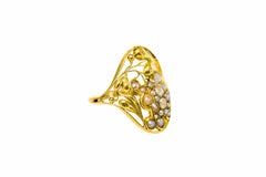 Unique Gold and Freshwater Pearl Ring Josef Hoffmann Wiener Werkstätte, 1912
