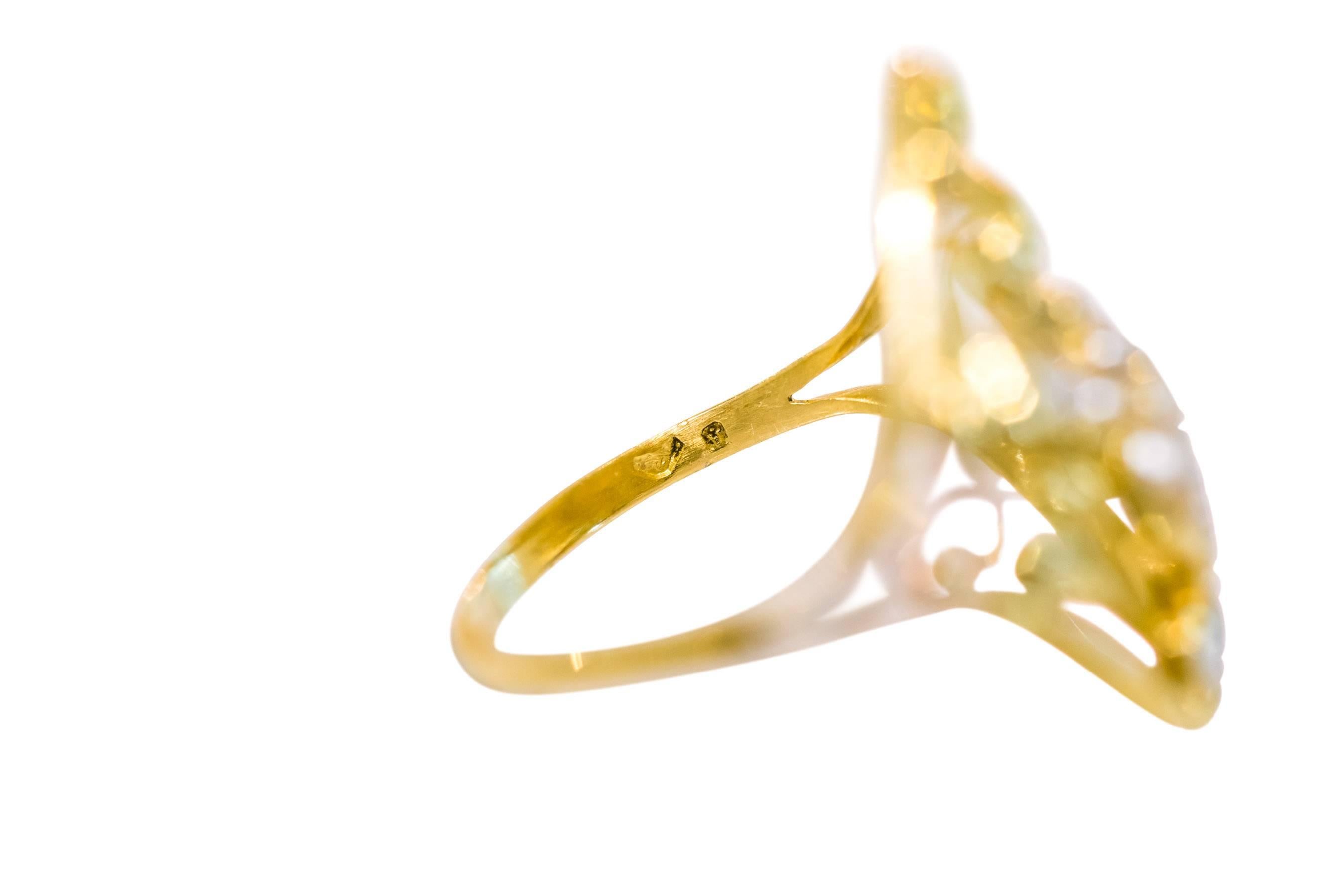 Unique Gold and Freshwater Pearl Ring Josef Hoffmann Wiener Werkstätte, 1912 In Excellent Condition In Vienna, AT