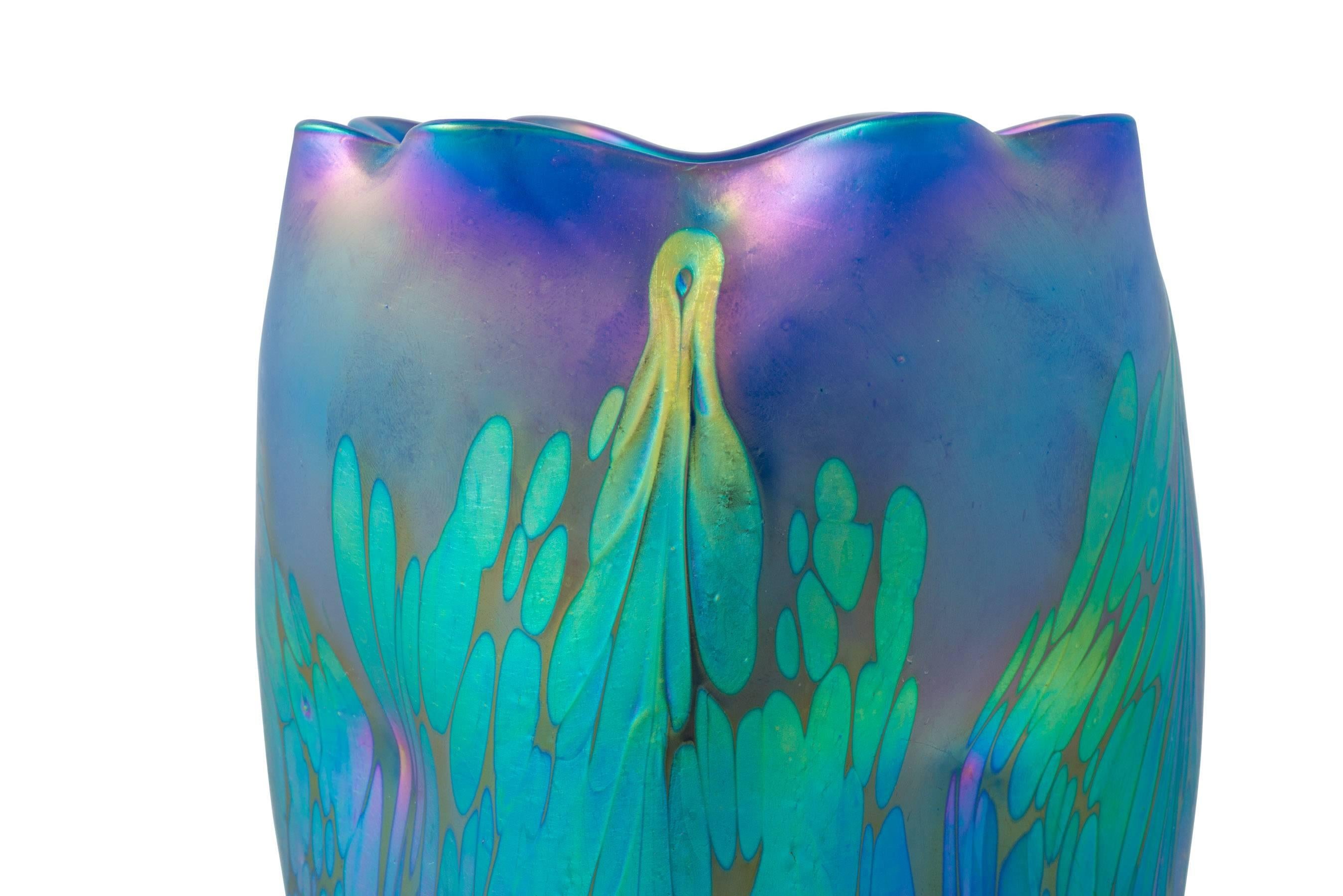 Art Deco Loetz Mouthblown Glass Vase Phenomen 2/484 