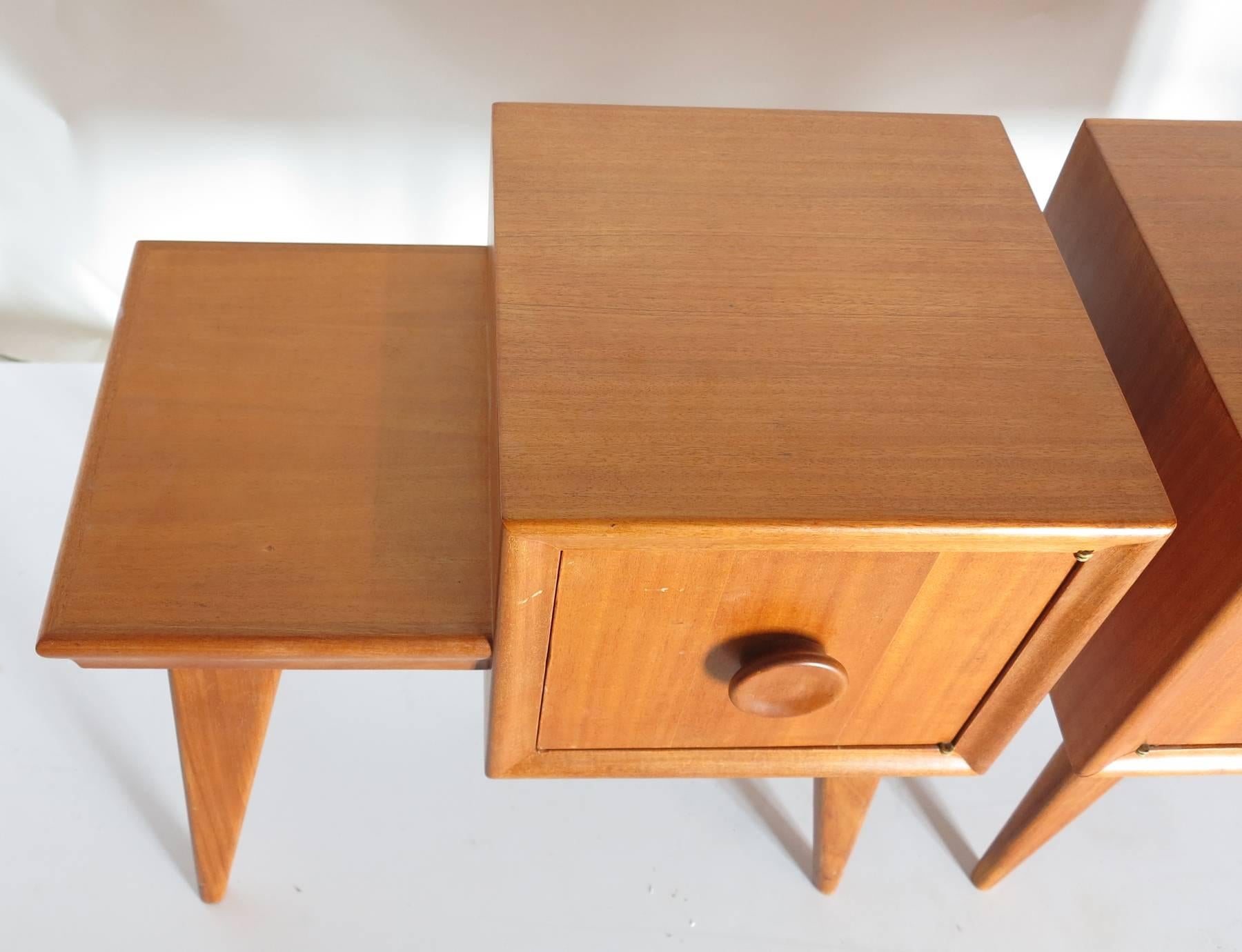 European Bleached Mahogany End Tables 1950s
