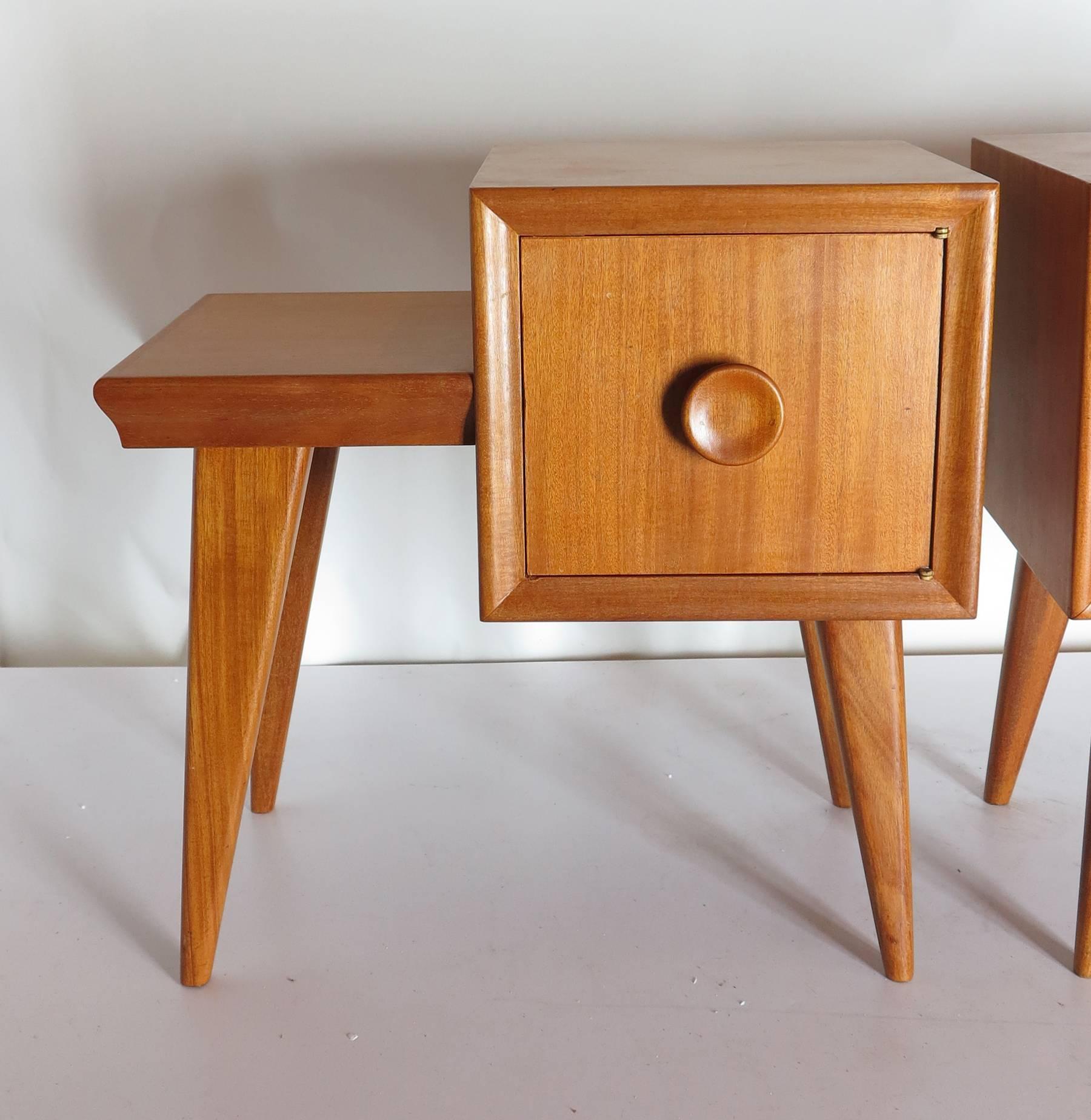 Bleached Mahogany End Tables 1950s 1