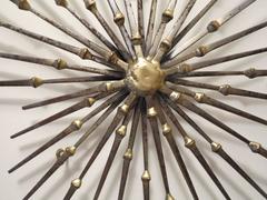 Ron Schmidt Brutalist Wall Art Welded Metal Nail Sculpture Starburst