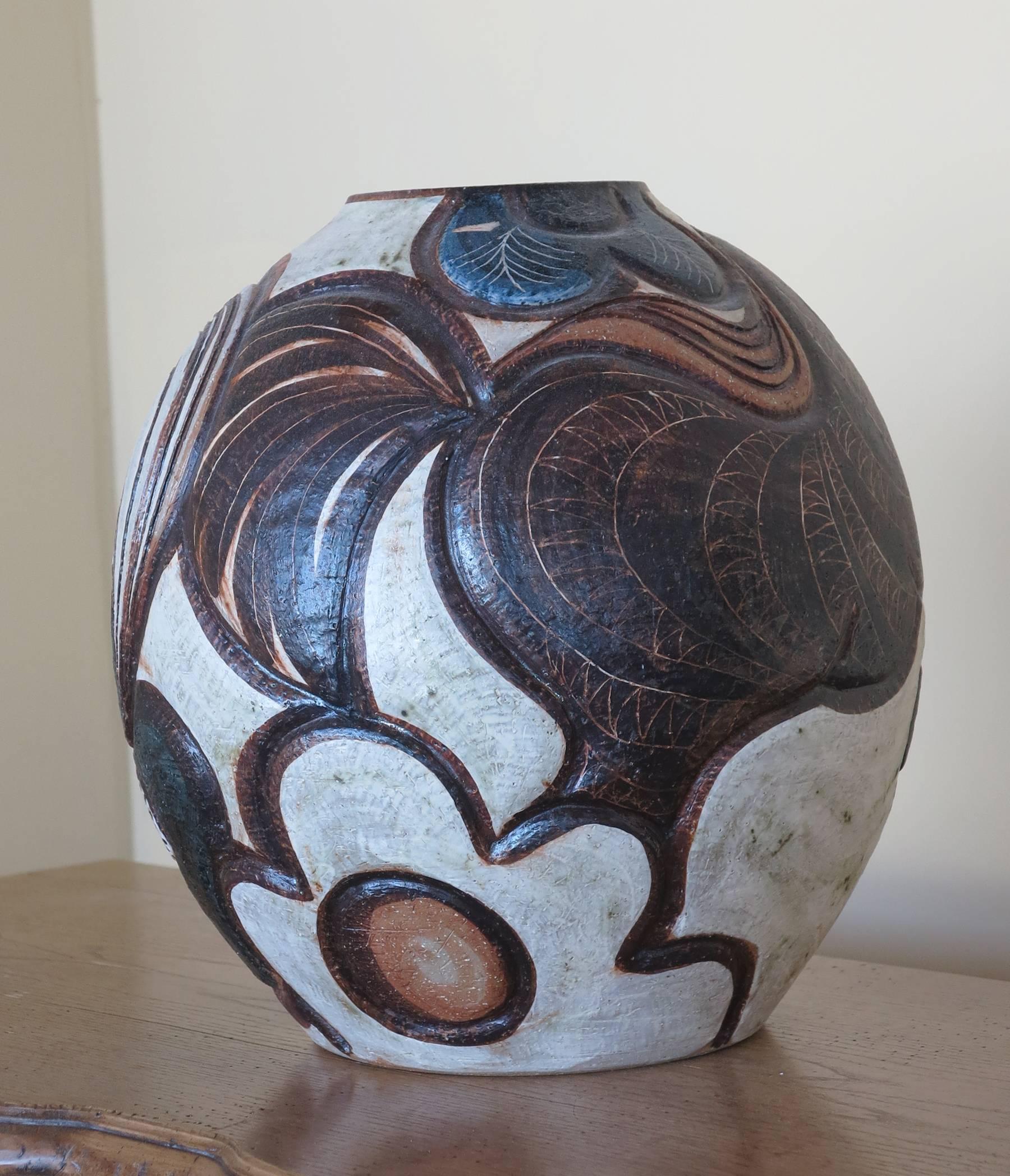 Mid-Century Modern Soholm Stentoj Large Danish Studio Art Pottery Vase