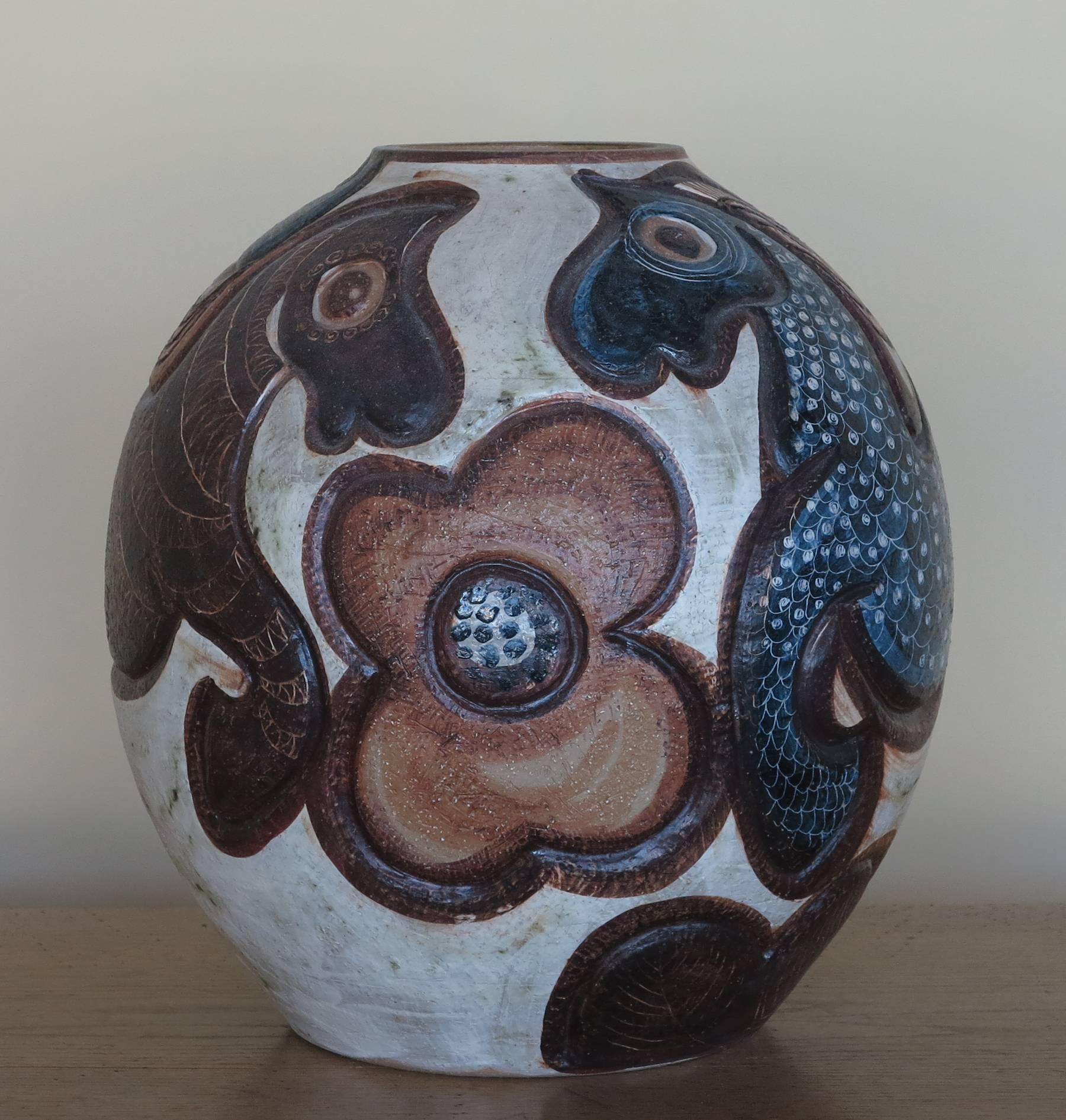 Soholm Stentoj Large Danish Studio Art Pottery Vase In Excellent Condition In West Palm Beach, FL