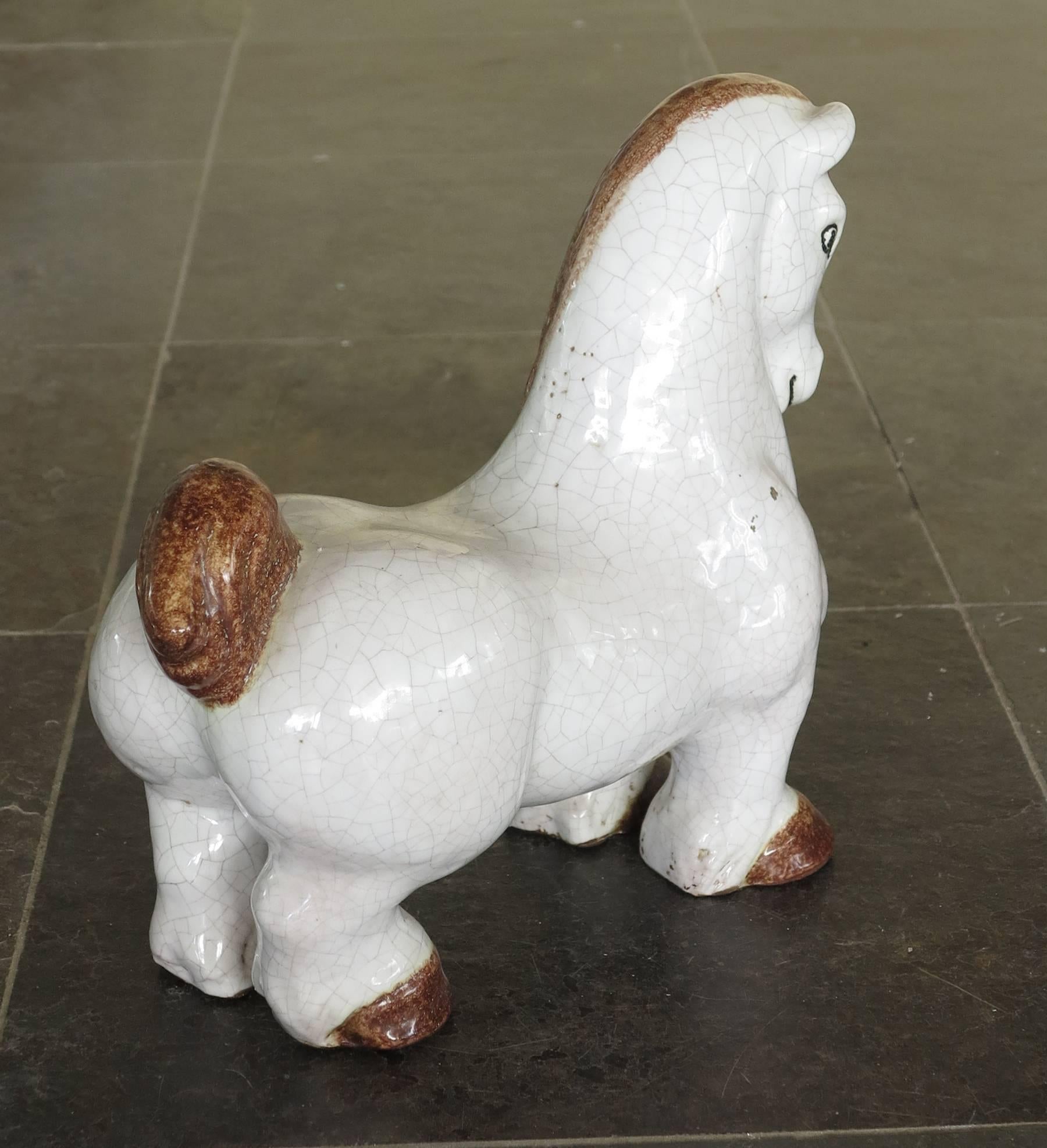 Italian Pottery Horse Sculpture In Excellent Condition In West Palm Beach, FL