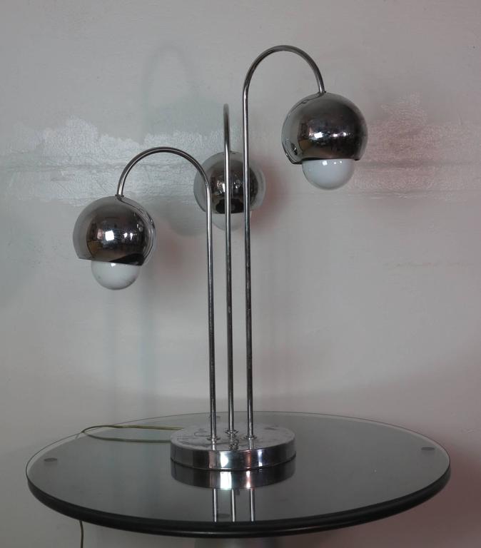 Vintage ThreeLight Chrome Eyeball Table Lamp For Sale at 1stDibs