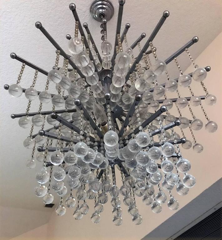 Modernist Glass Drops Chandelier, circa 1970s For Sale at 1stDibs