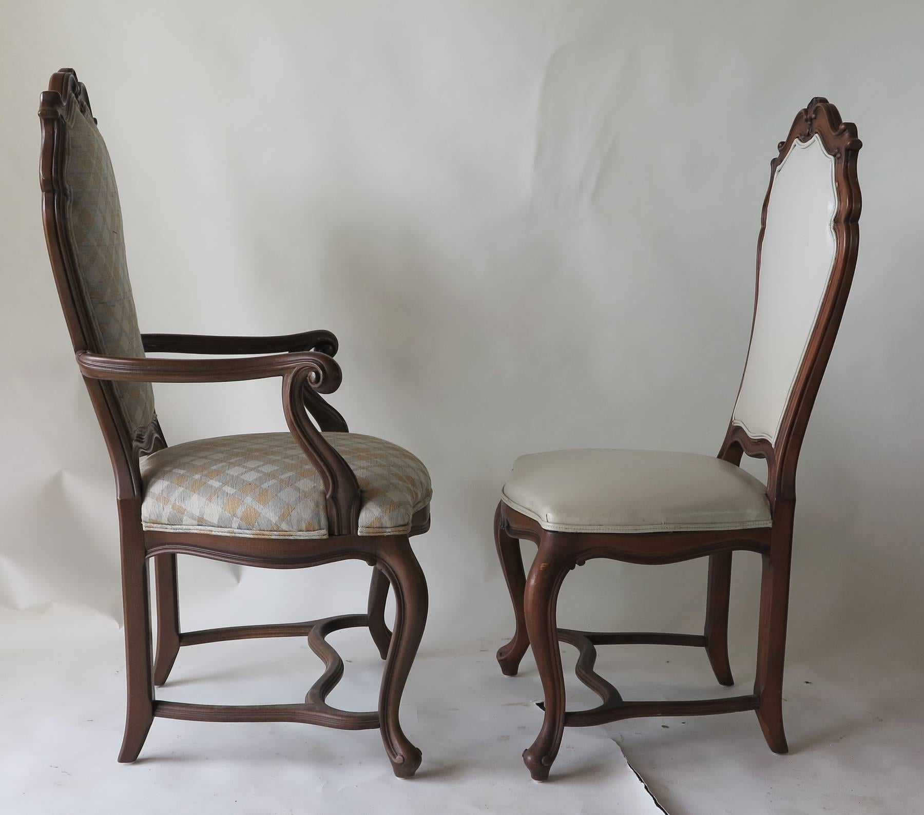 American Six Karges French Louis XV Style Walnut Dining Room Chairs