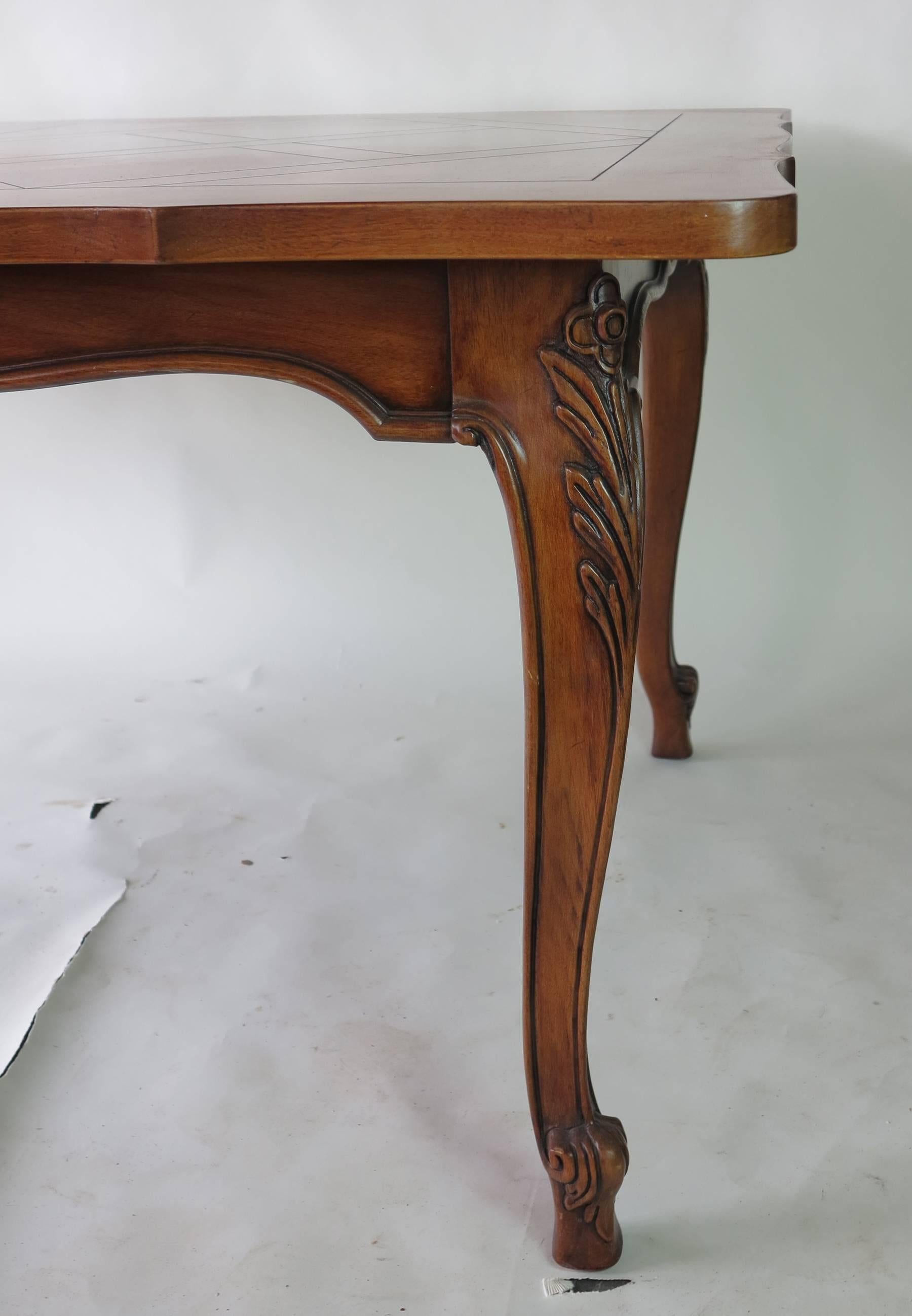 American Karges Louis XV Style Dining Table with Three Leaves