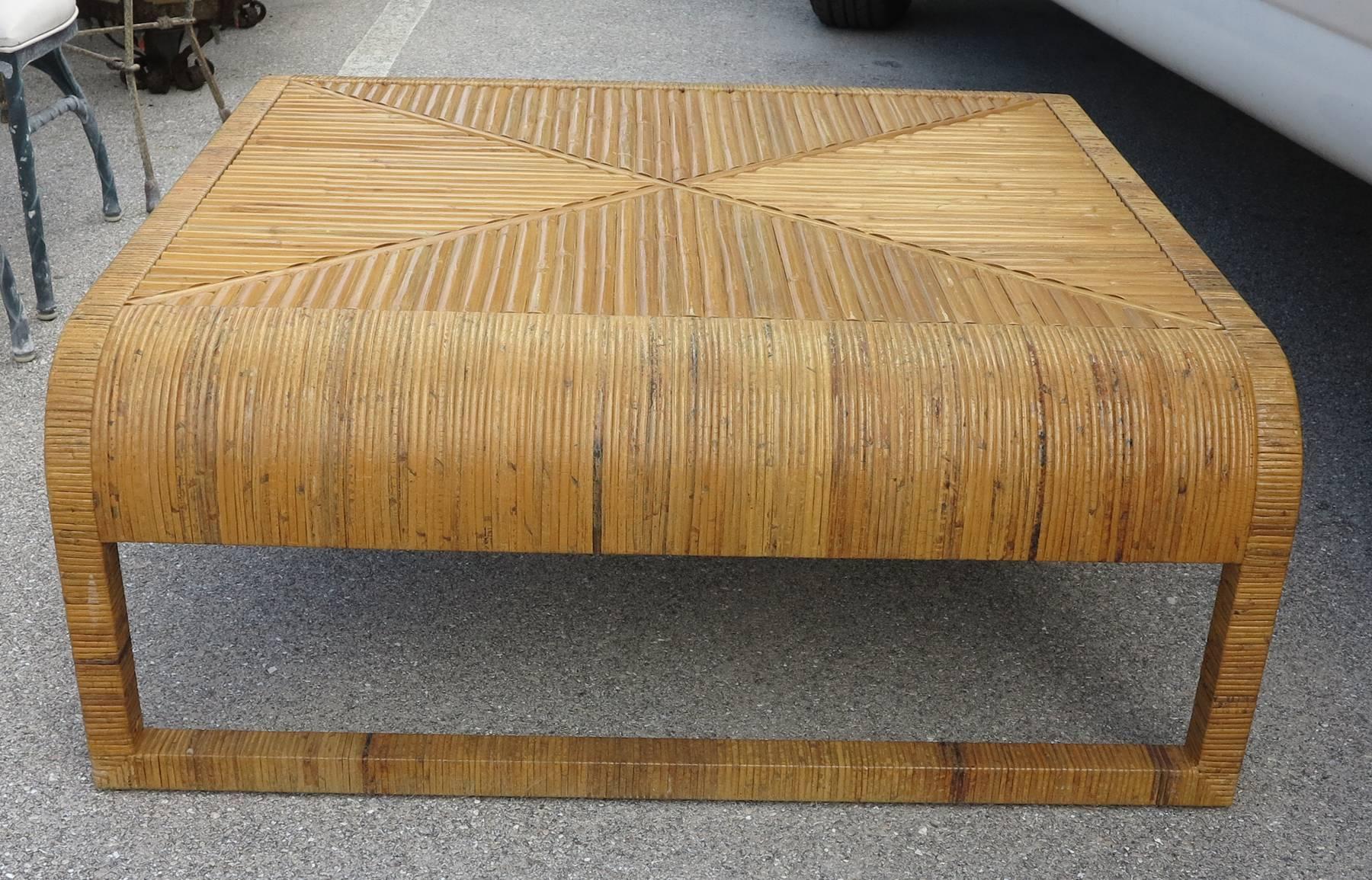 20th Century Rattan and cane coffee table 1980s