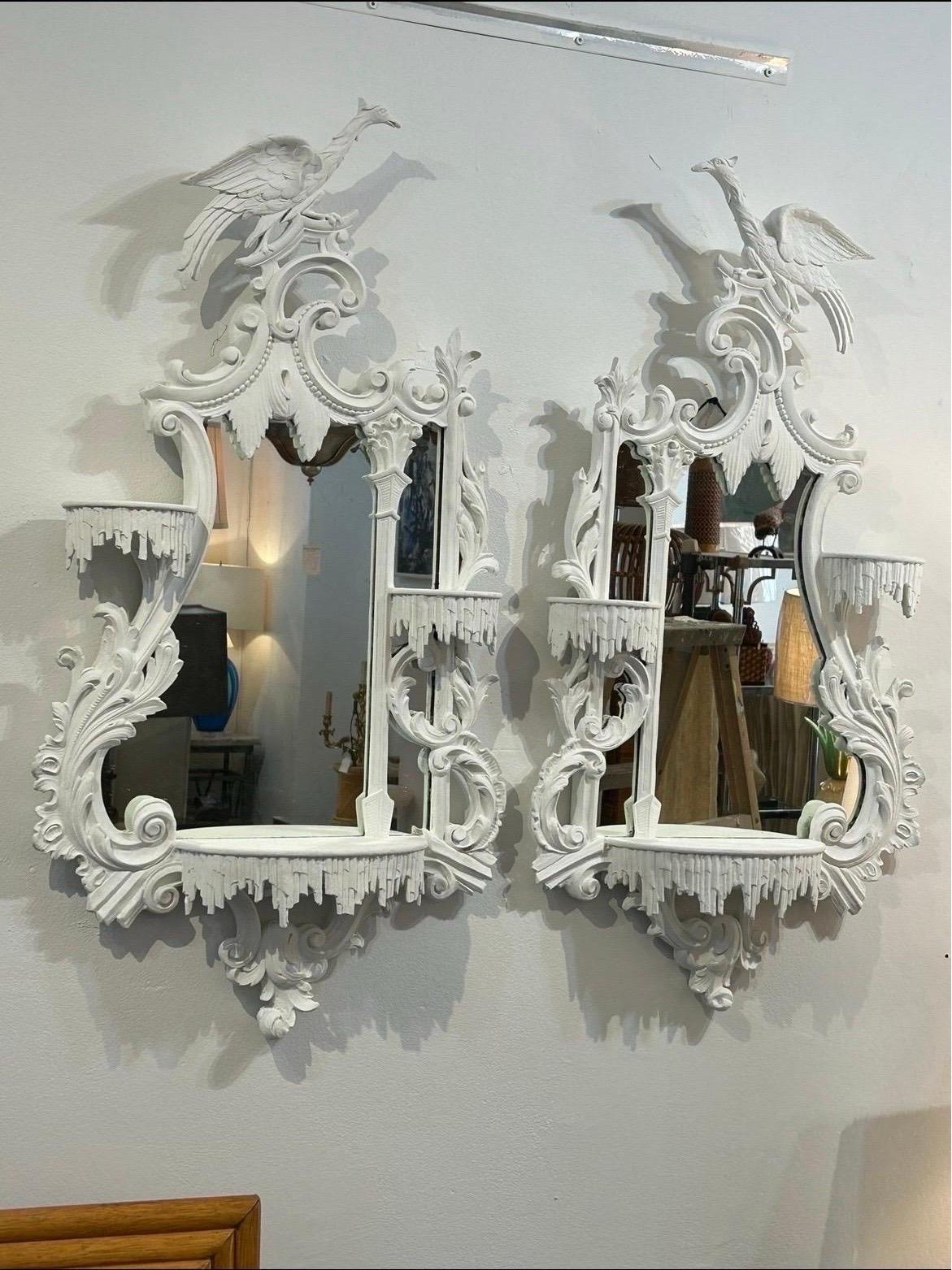 Chinese Chippendale style Ho Ho bird mirrors 4