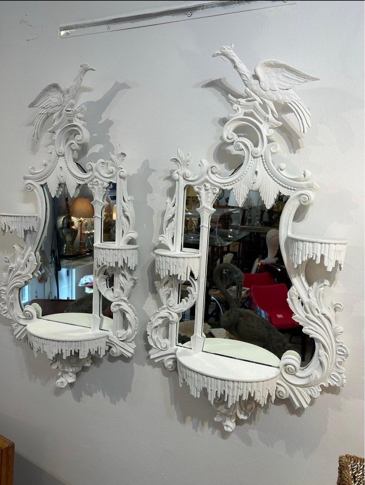 Chinese Chippendale style Ho Ho bird mirrors 5