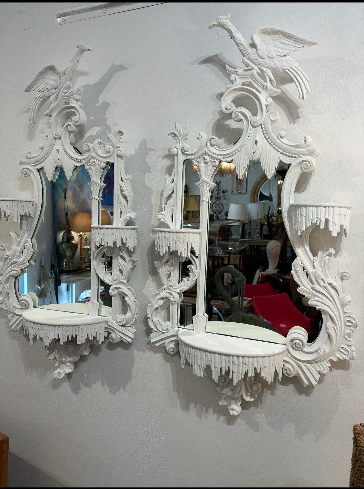 Chinese Chippendale style Ho Ho bird mirrors 6