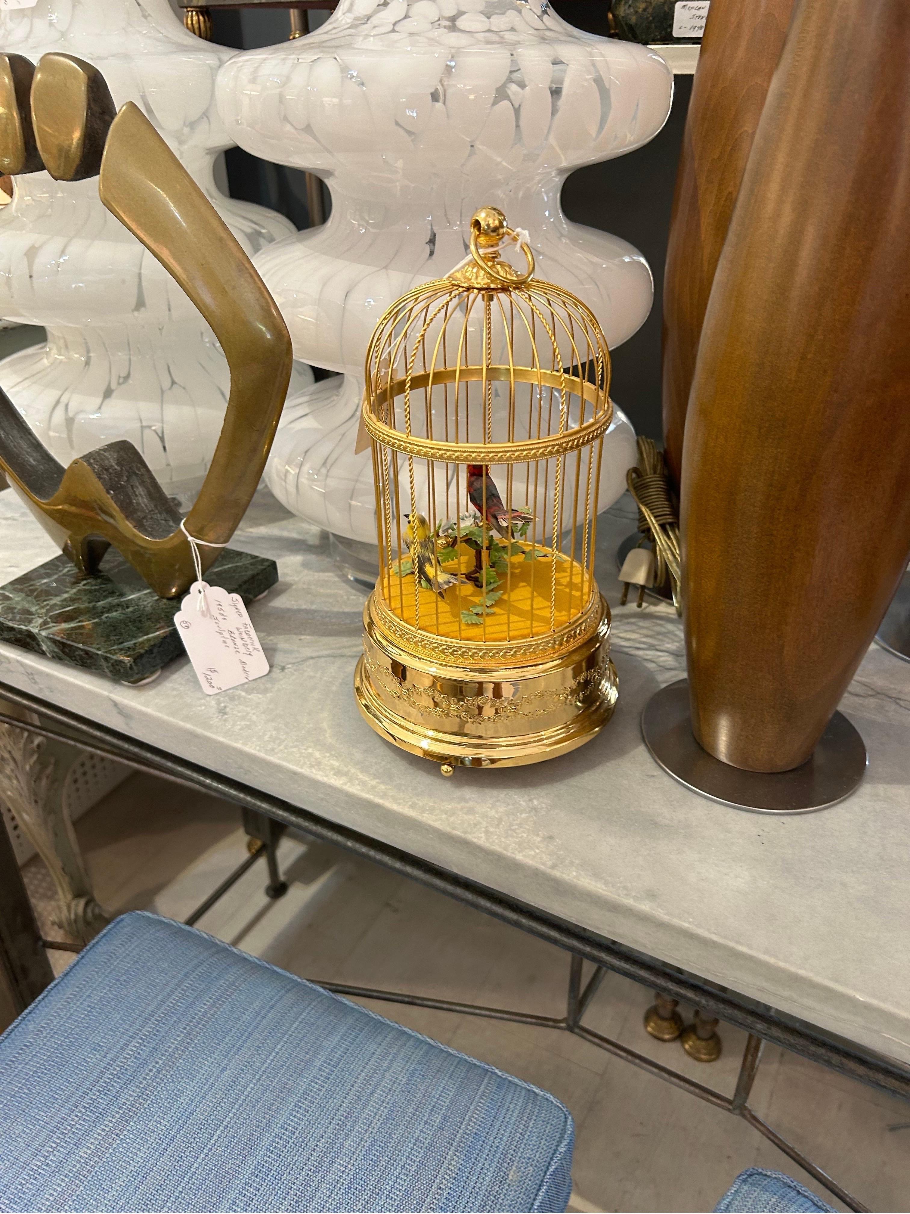 Reuge automation two singing birds in gilt birdcage For Sale 10
