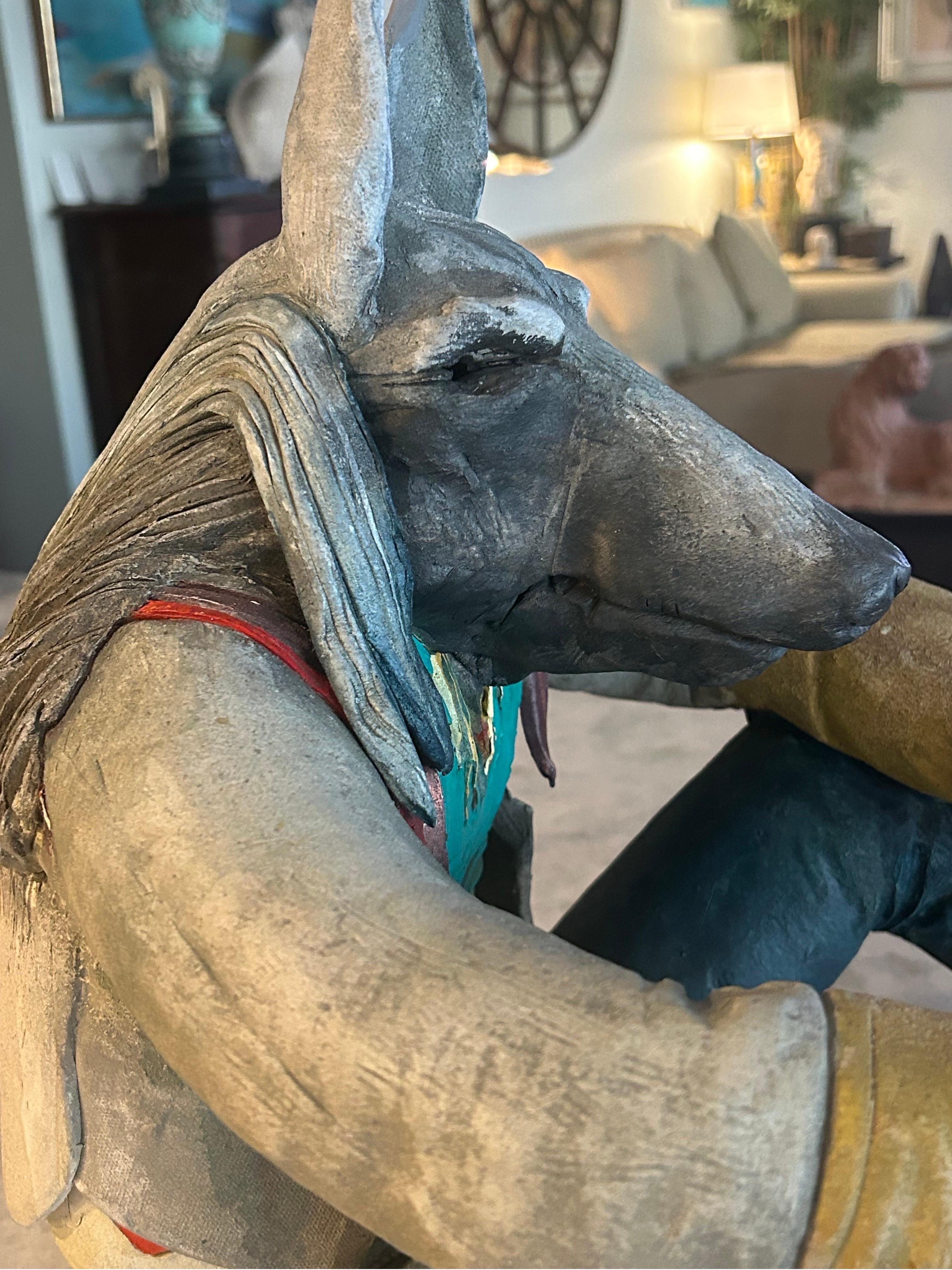 Americano Robert Brubaker scultura in ceramica di  un  lupo antropomorfo in vendita