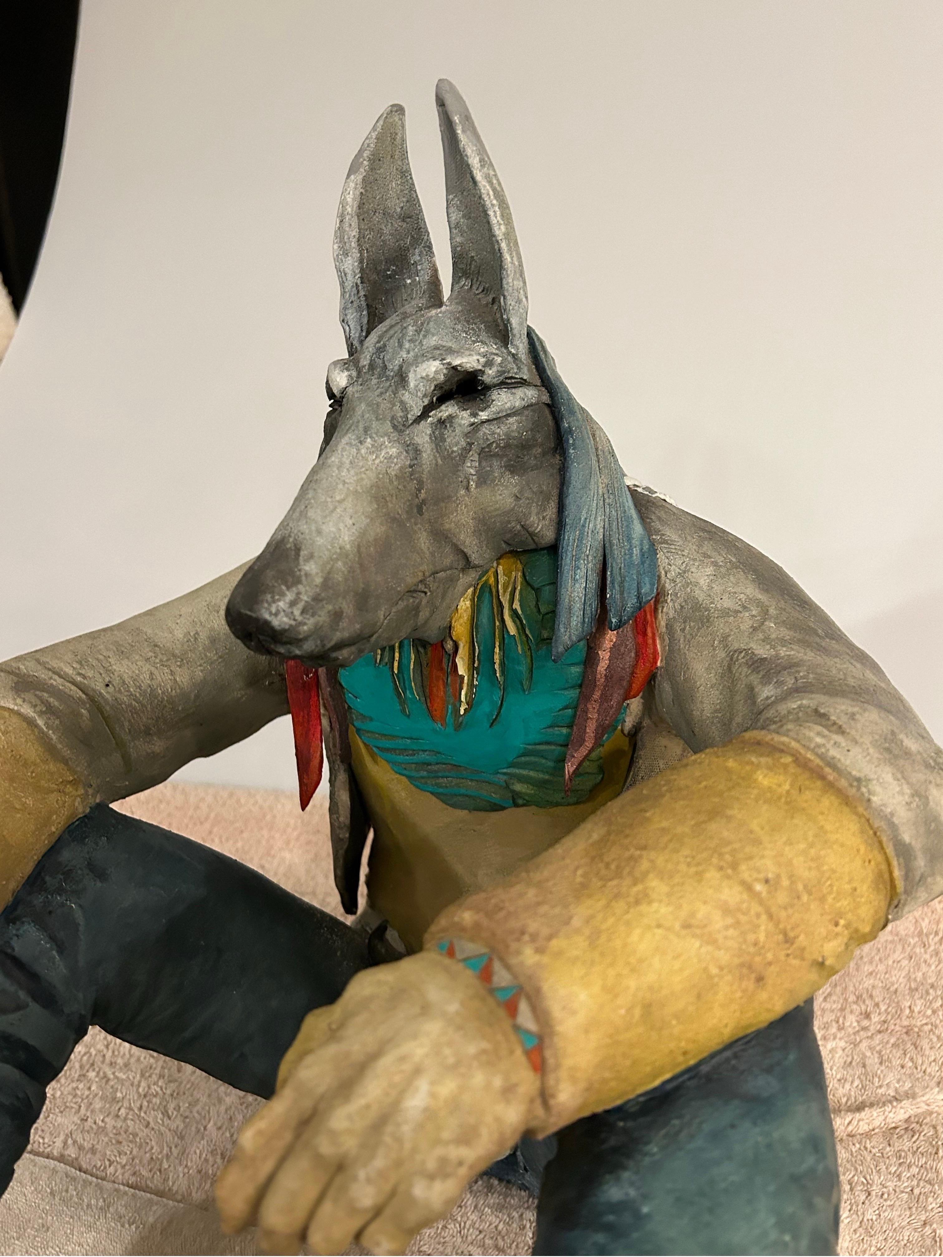 Robert Brubaker scultura in ceramica di  un  lupo antropomorfo In condizioni buone in vendita a West Palm Beach, FL
