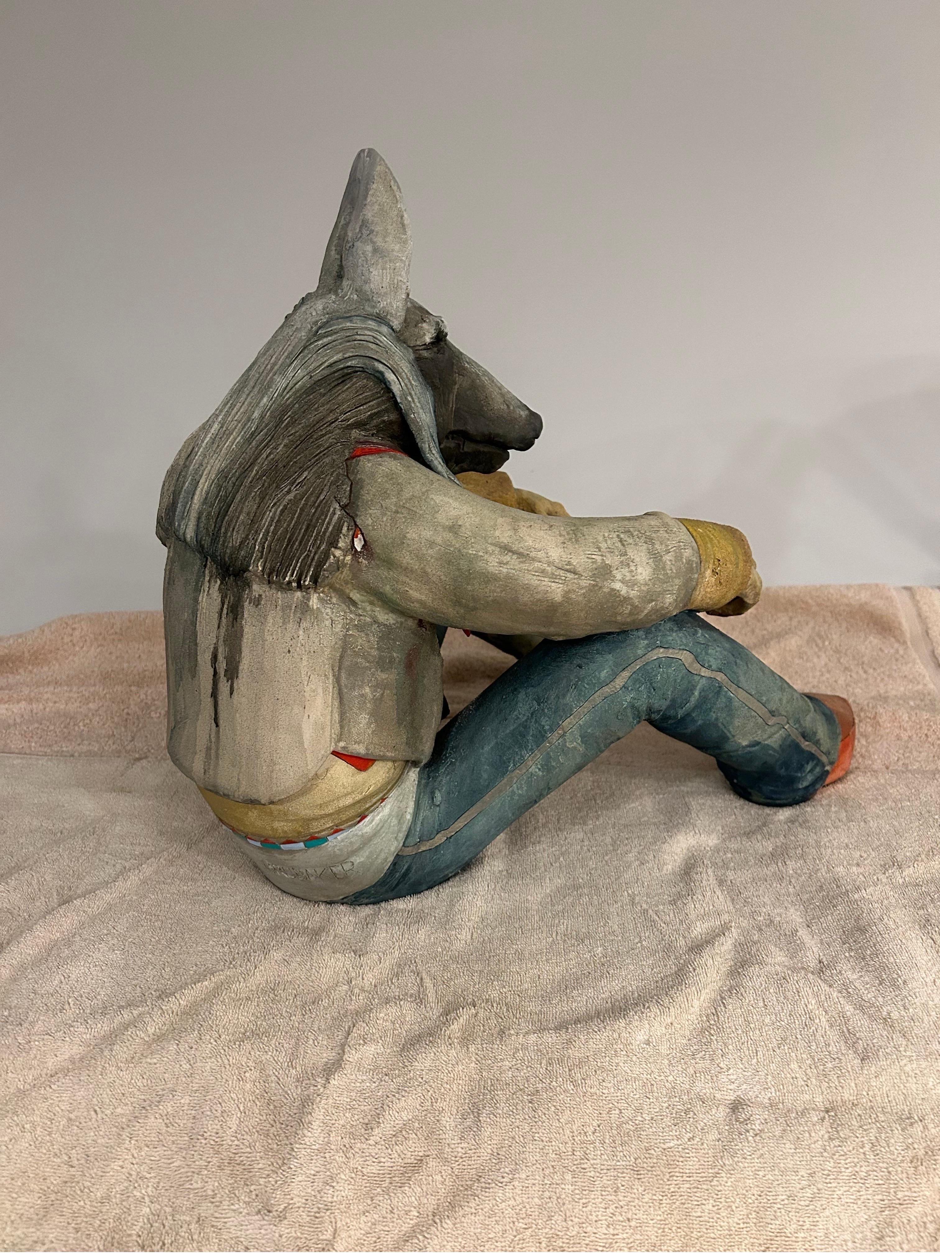 Robert Brubaker scultura in ceramica di  un  lupo antropomorfo in vendita 3
