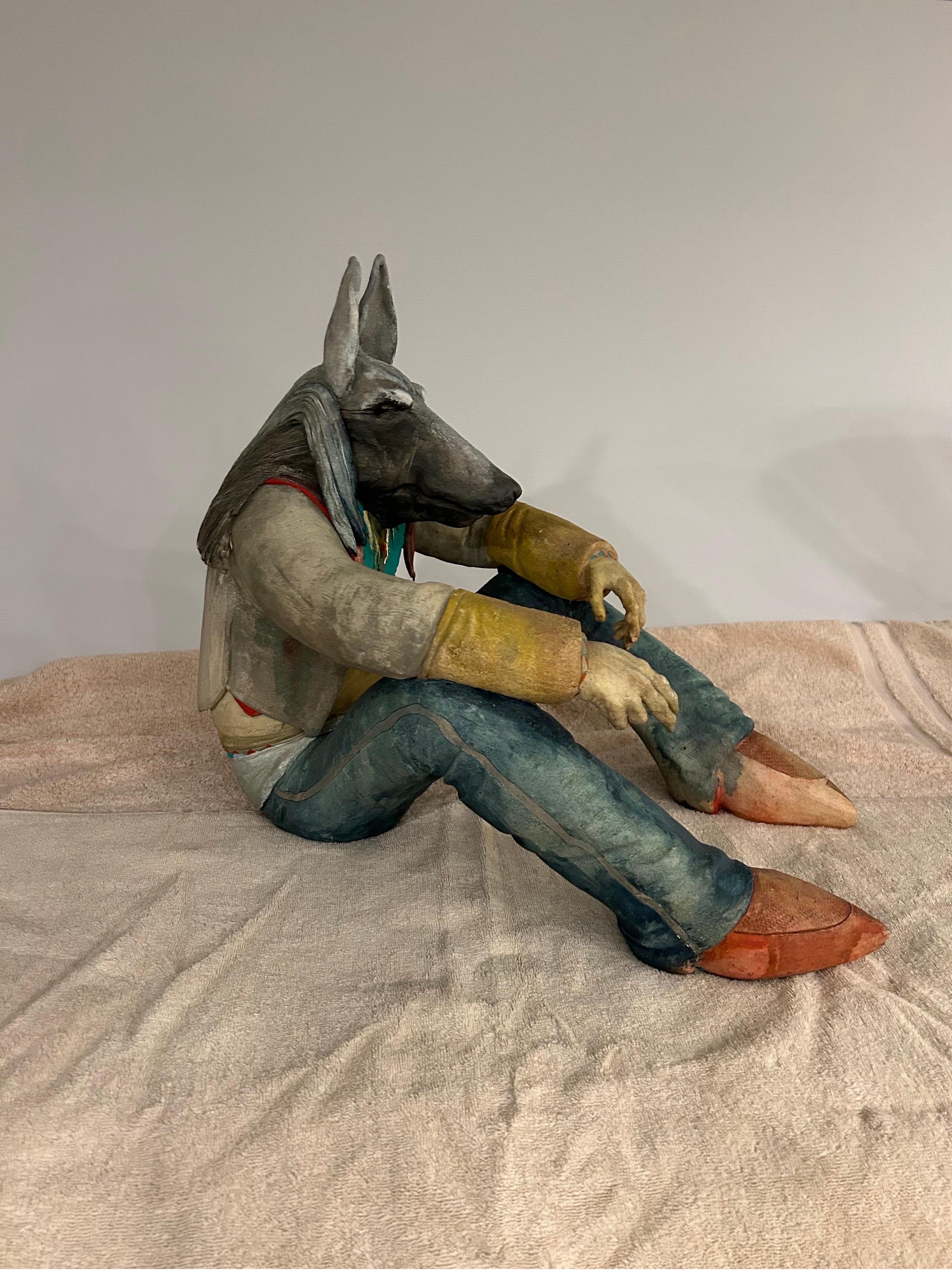Robert Brubaker scultura in ceramica di  un  lupo antropomorfo in vendita 4