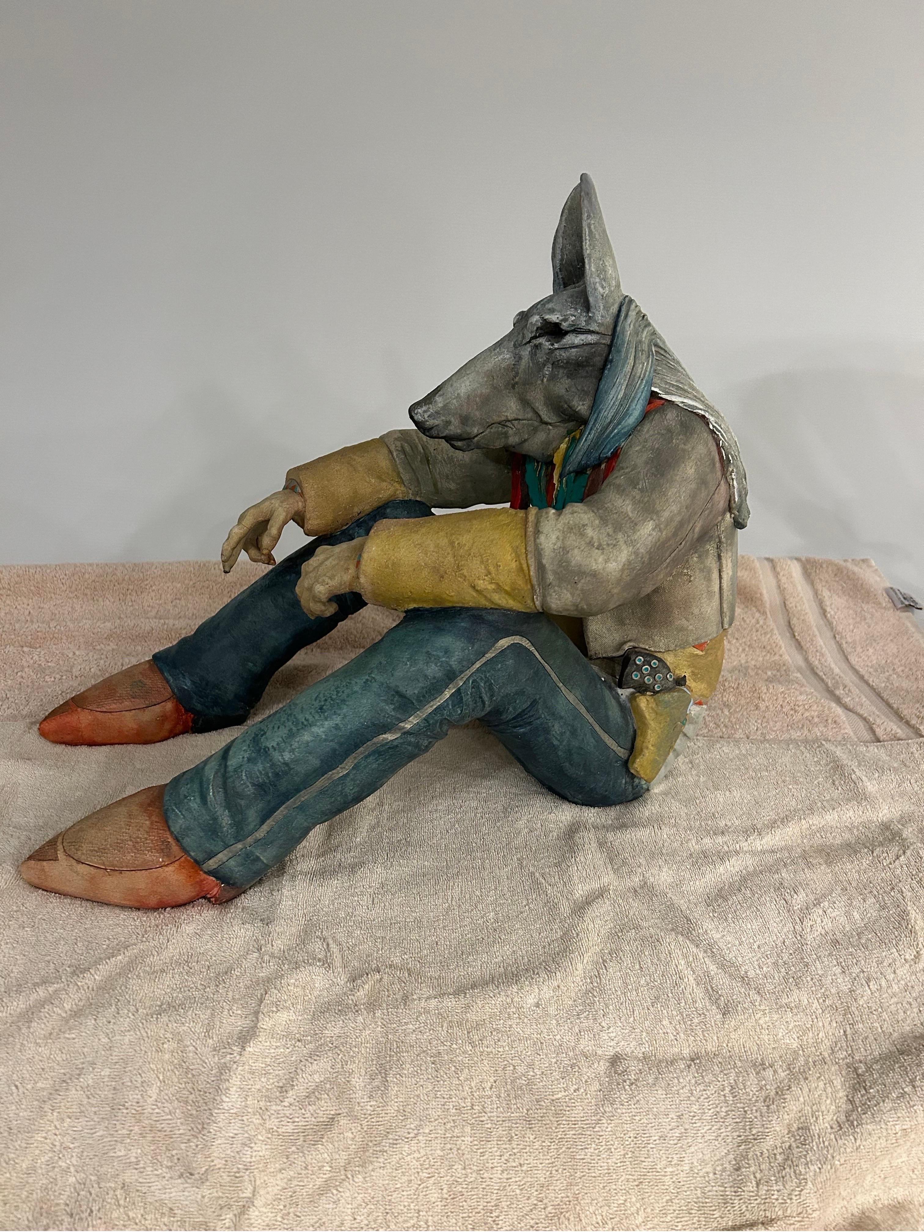 Robert Brubaker scultura in ceramica di  un  lupo antropomorfo in vendita 7