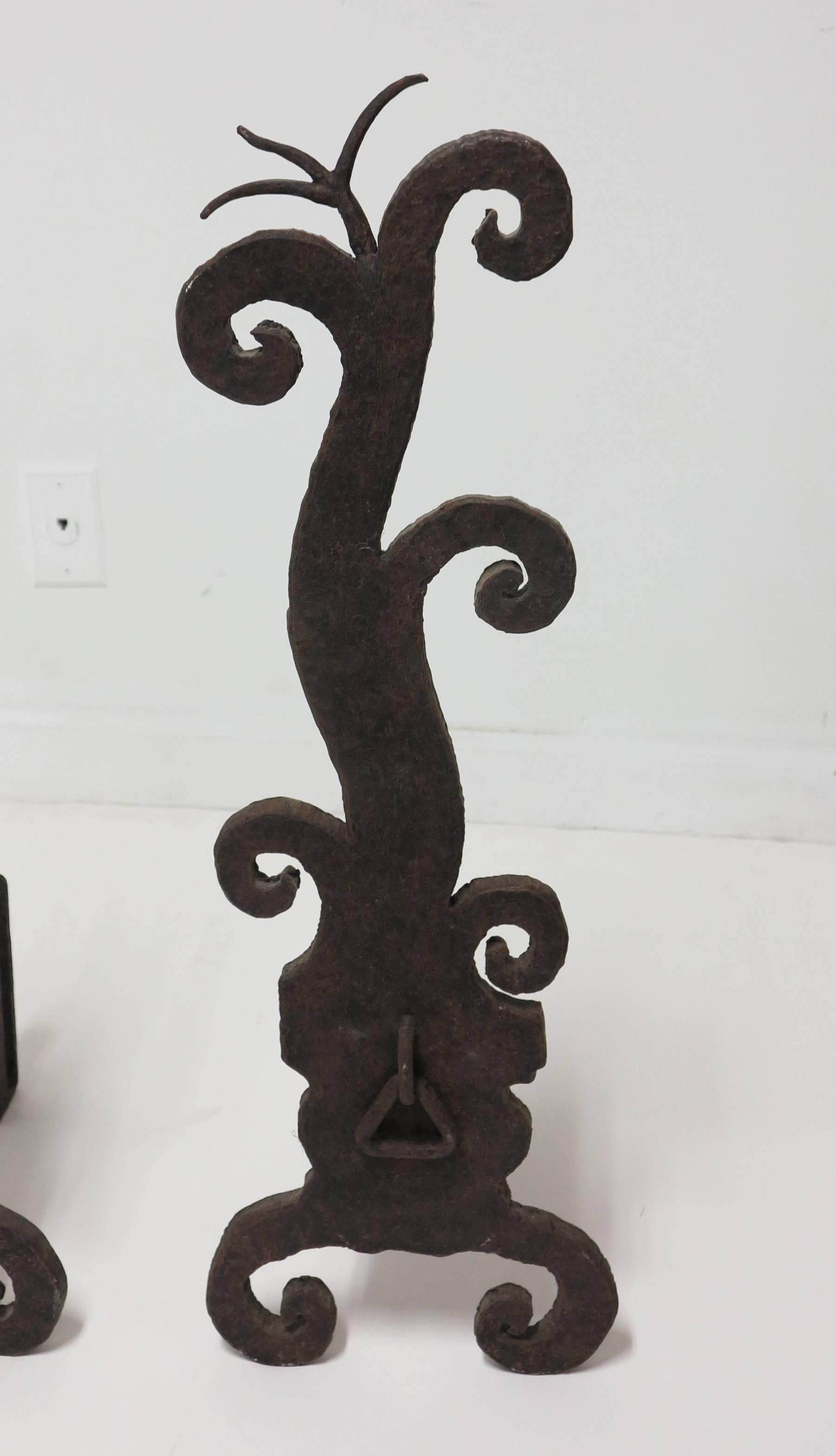 American Artisan Made Hand-Forged Wrought Andirons