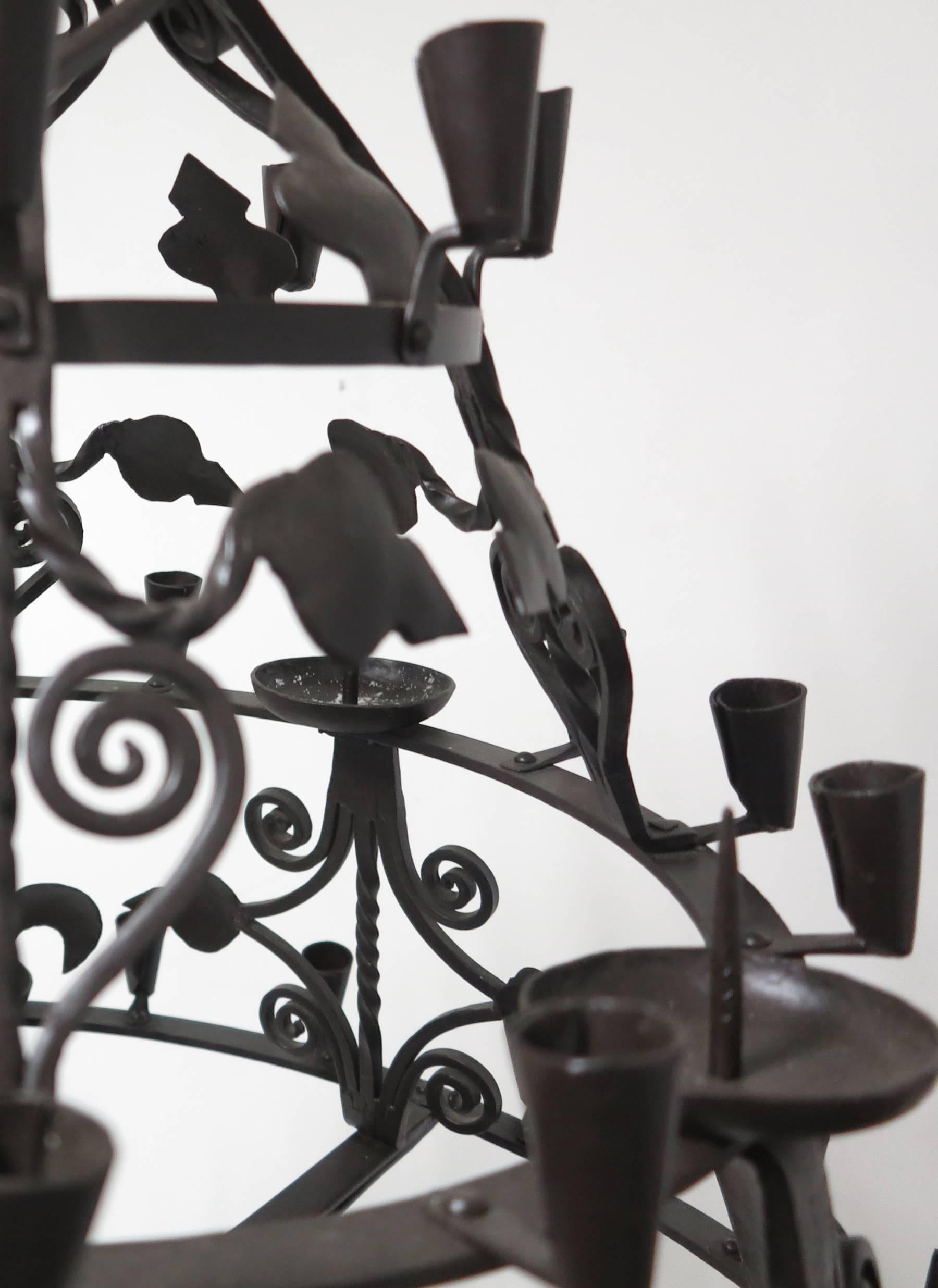 Monumental Artisan Made Wrought Iron Candelabras In Excellent Condition In West Palm Beach, FL