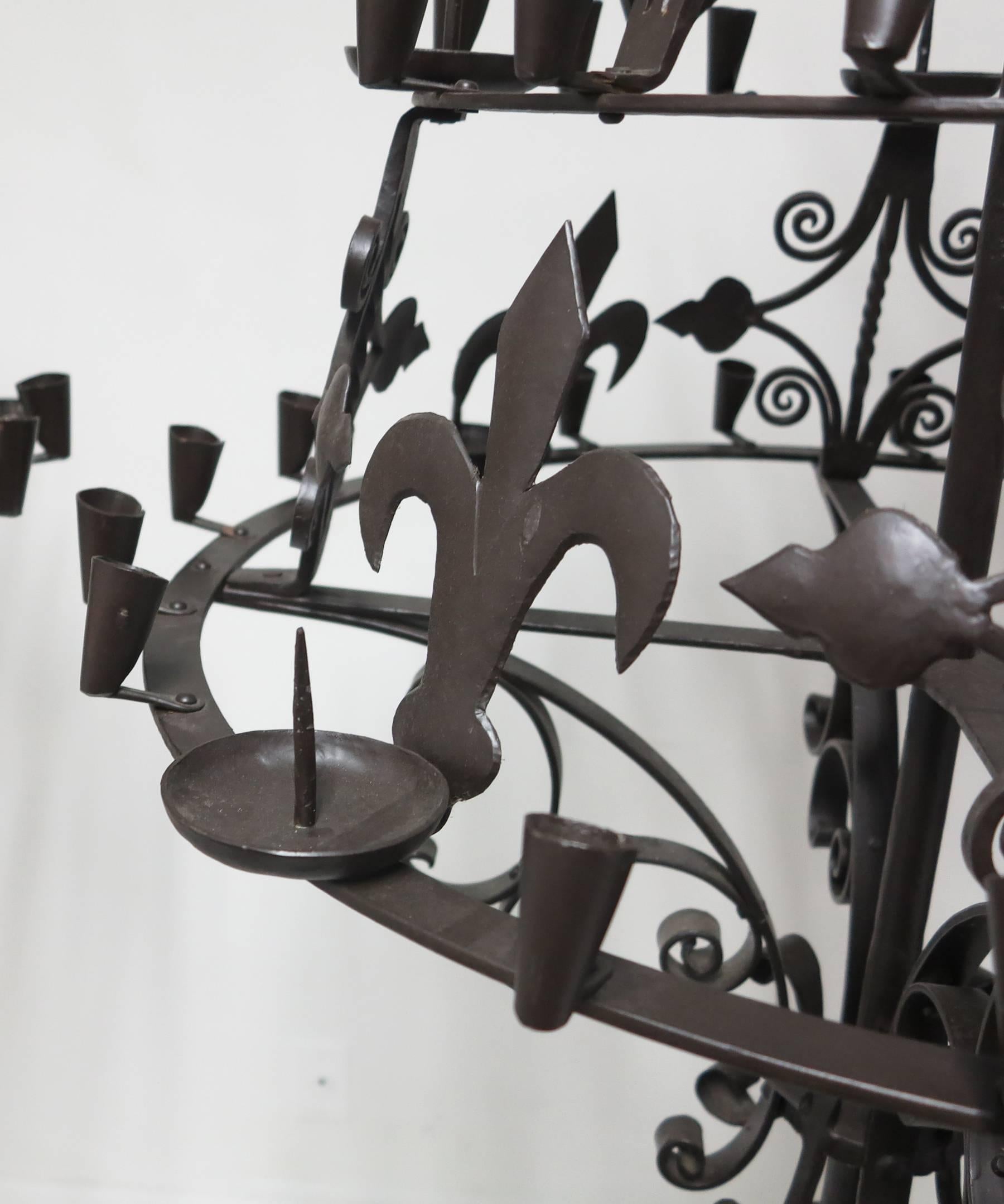 Hand-Crafted Monumental Artisan Made Wrought Iron Candelabras