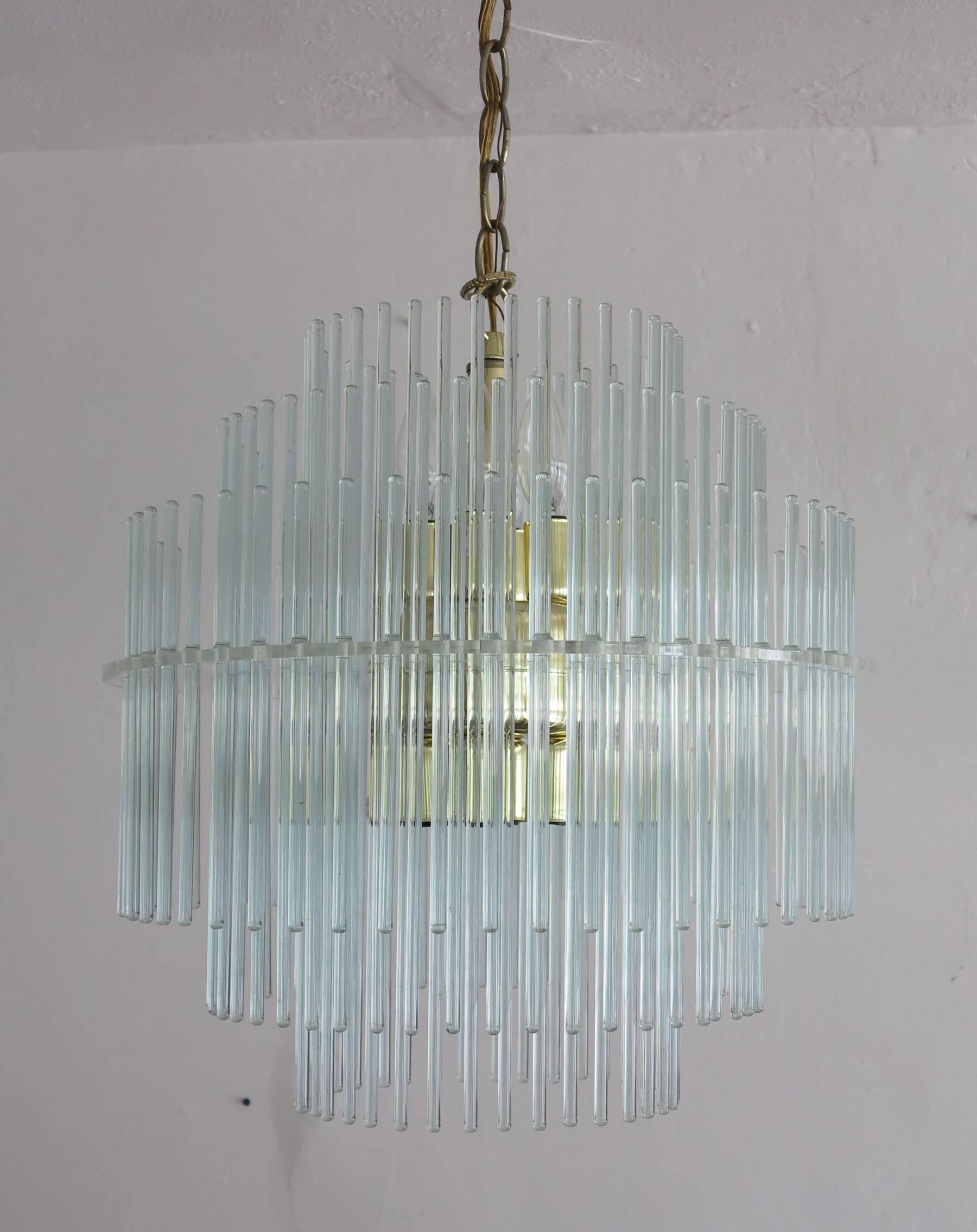 Mid-Century moderno Lampadario a stelo in lucite e vetro Sciolari per Lightolier in vendita