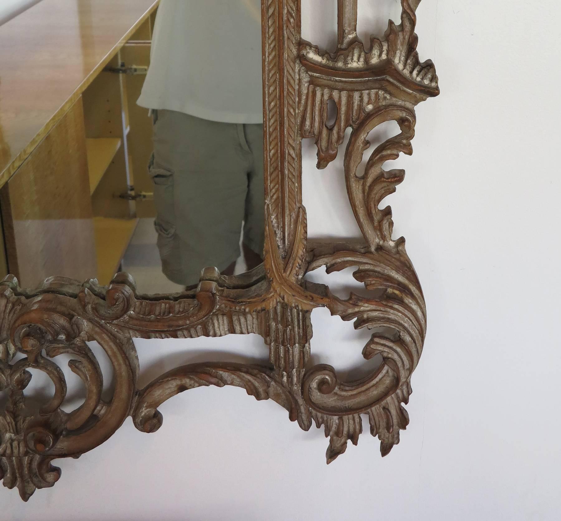 Mid-20th Century Chinese Chippendale Hand-Carved wood Mirror