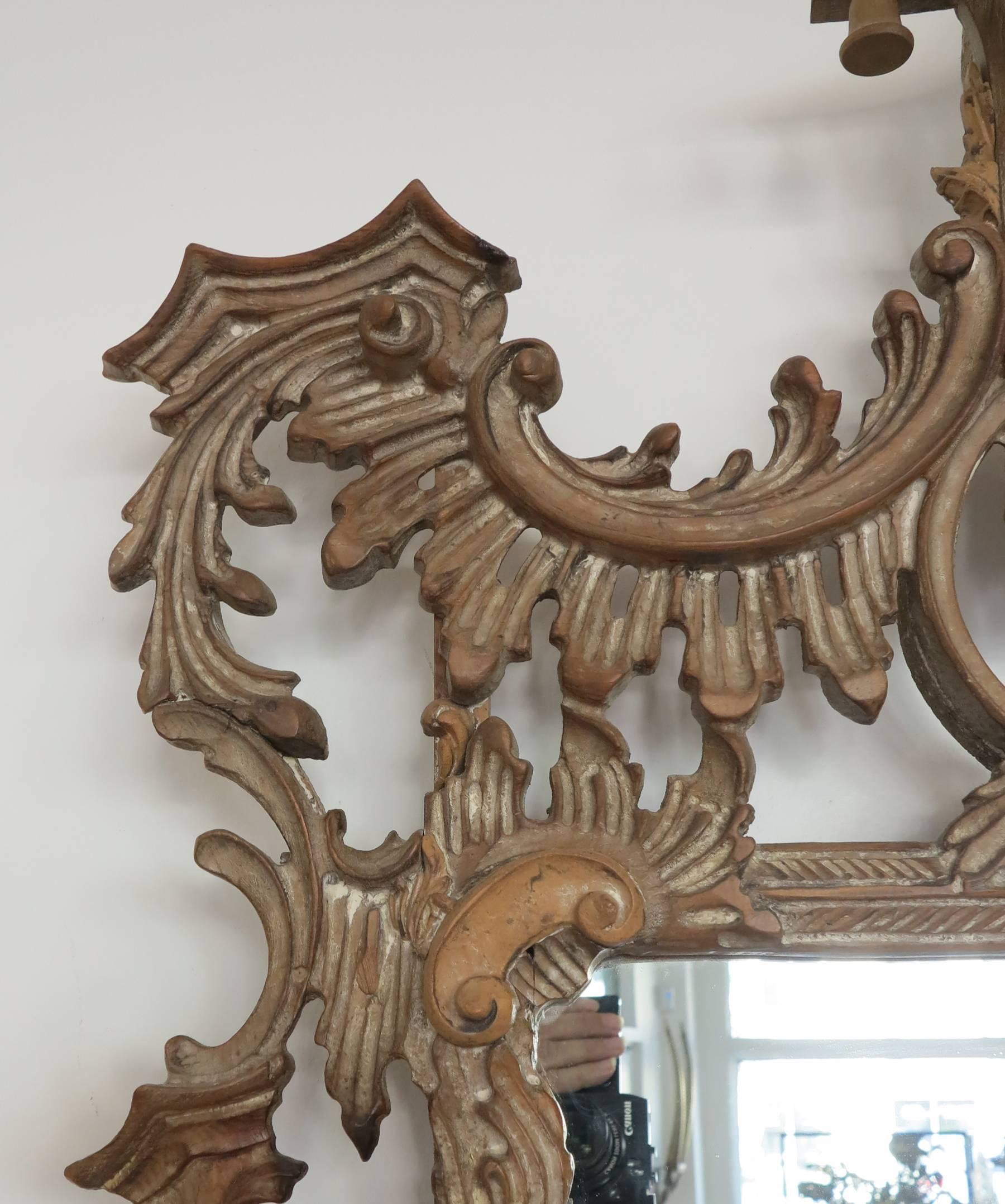 Wood Chinese Chippendale Hand-Carved wood Mirror