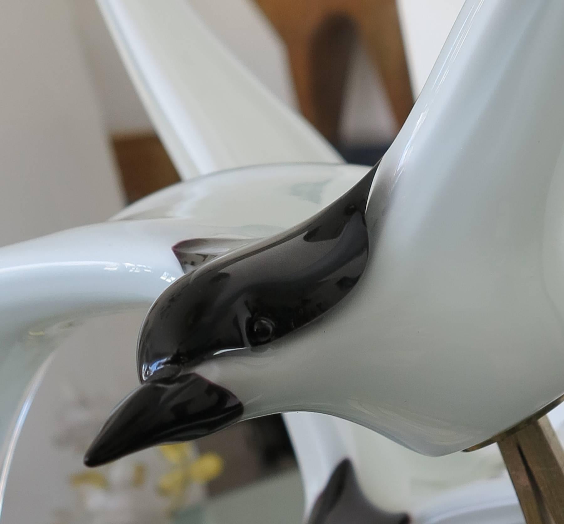 Mid-Century Modern Licio Zanetti Murano Art Glass Birds in Flight Sculpture