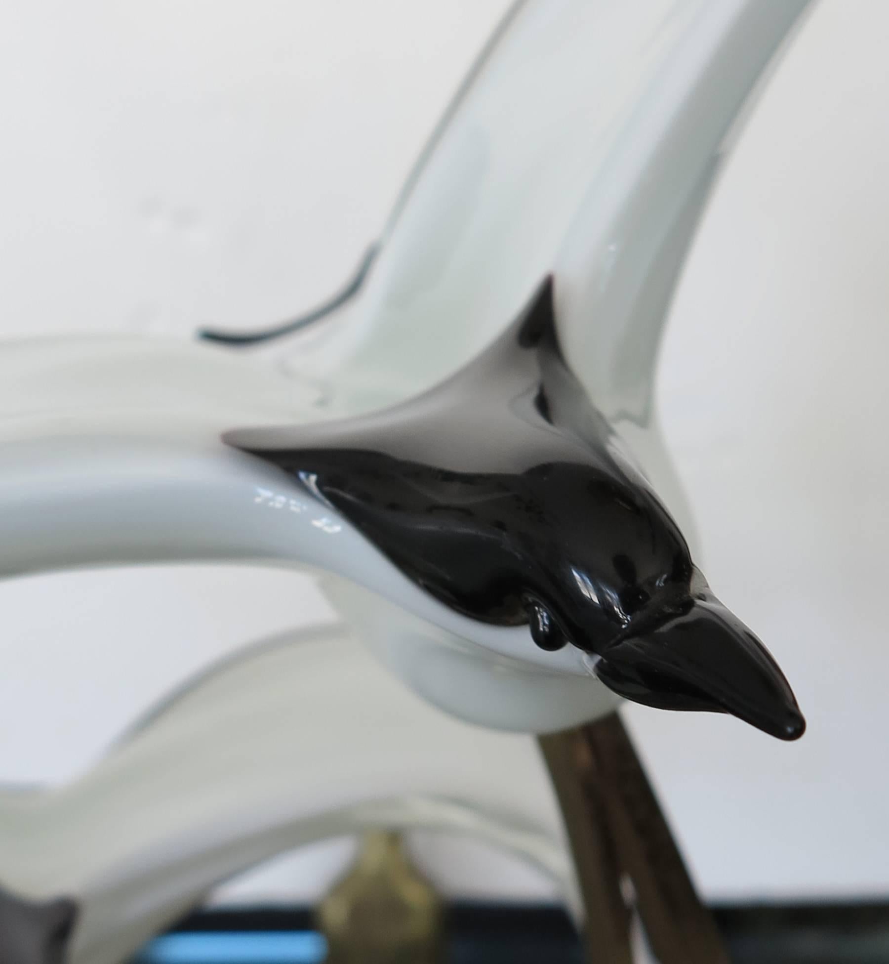 Italian Licio Zanetti Murano Art Glass Birds in Flight Sculpture