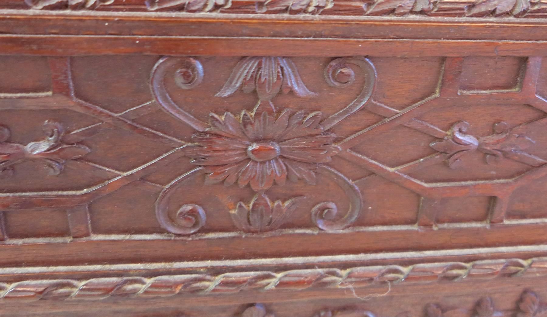 Chinese Chippendale Mahogany Display Cabinet Turn of the Century 3