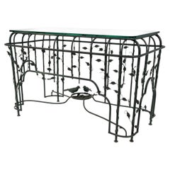 Rare Italian Giacometti style Wrought Iron console table or dining table base