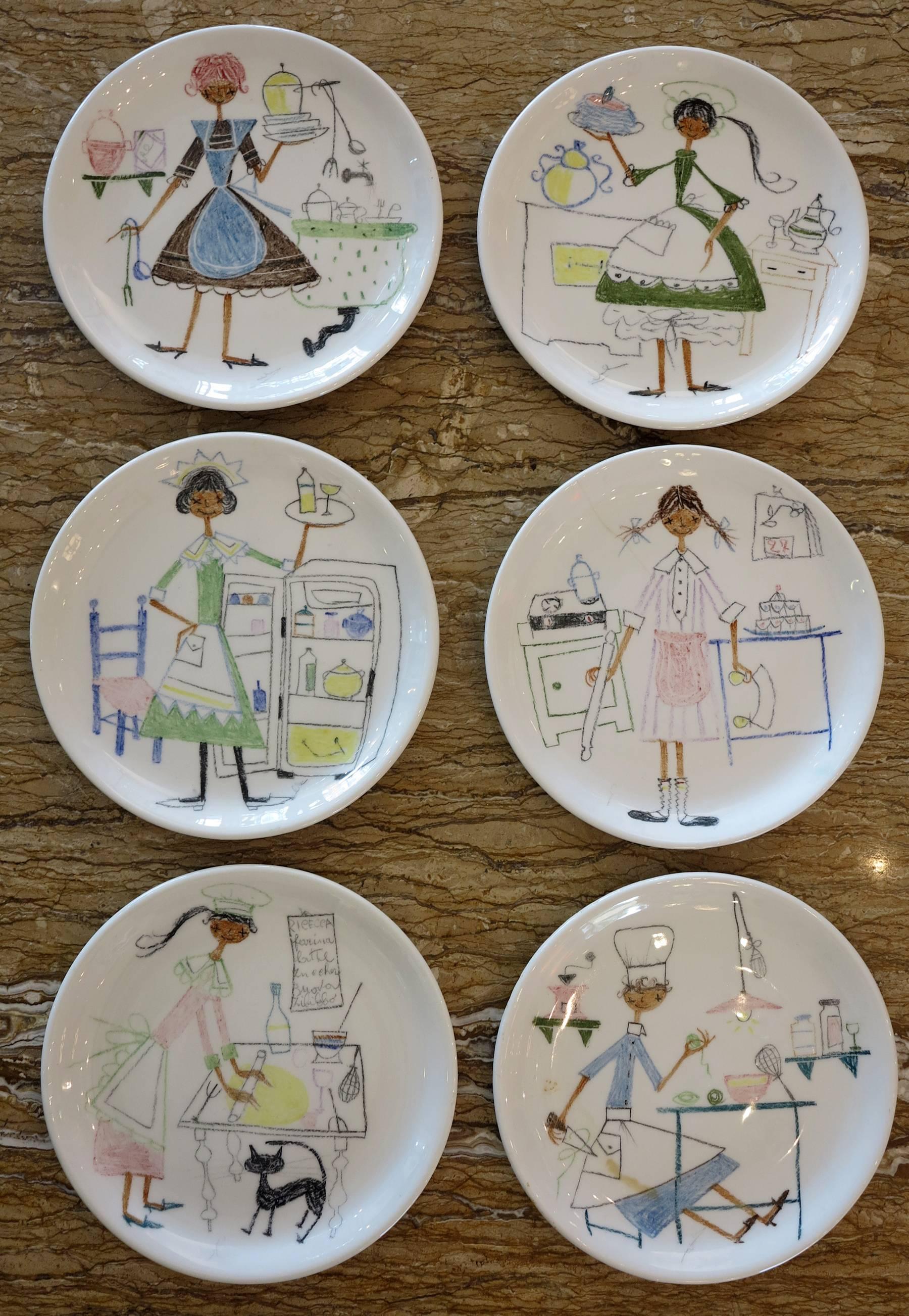Ceramica Montecatini Figini Pottery Hand-Painted, Italy, 1960, 26 Pieces In Good Condition In West Palm Beach, FL