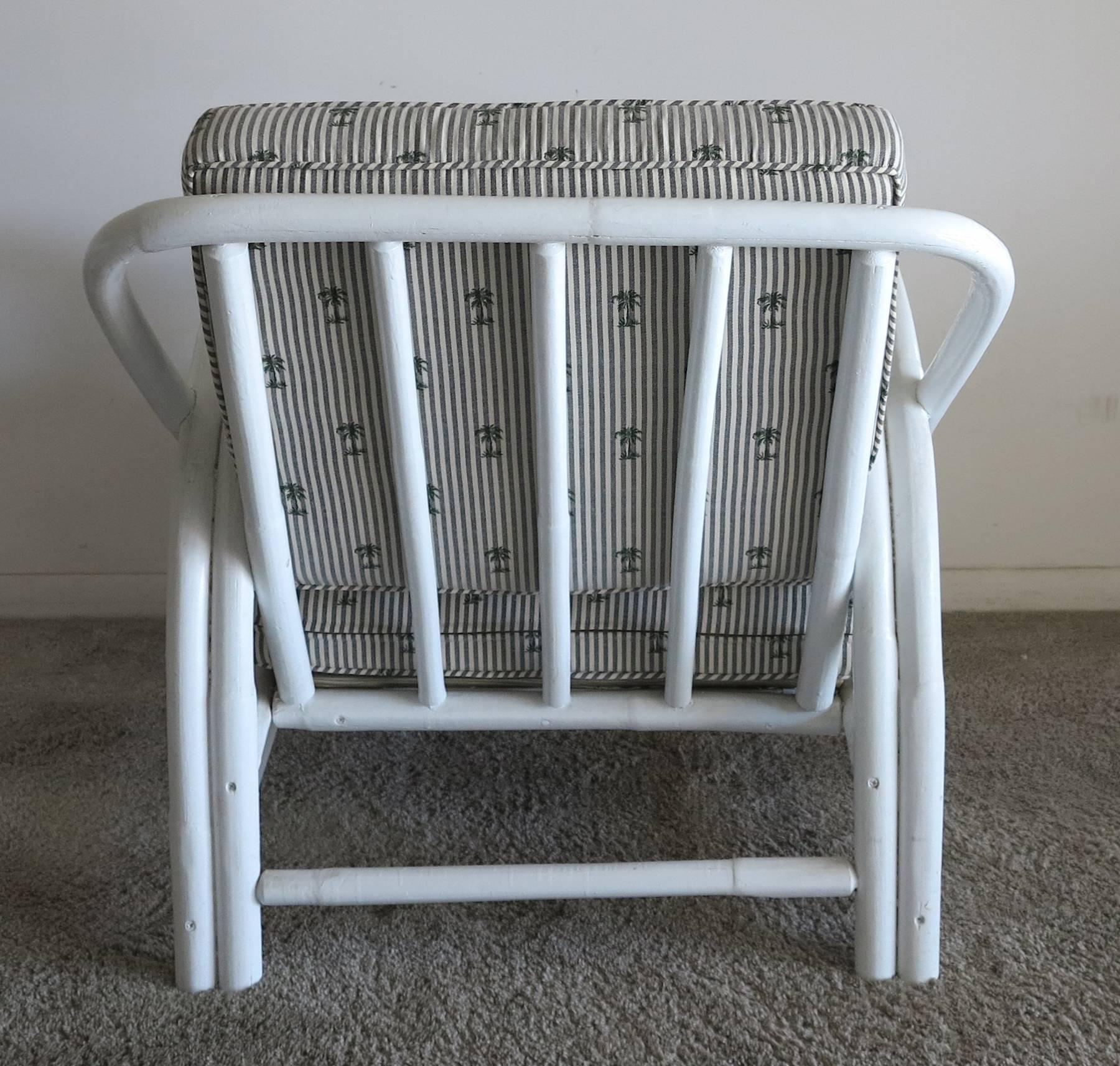 American Vintage Rattan Lounge Chairs Painted White
