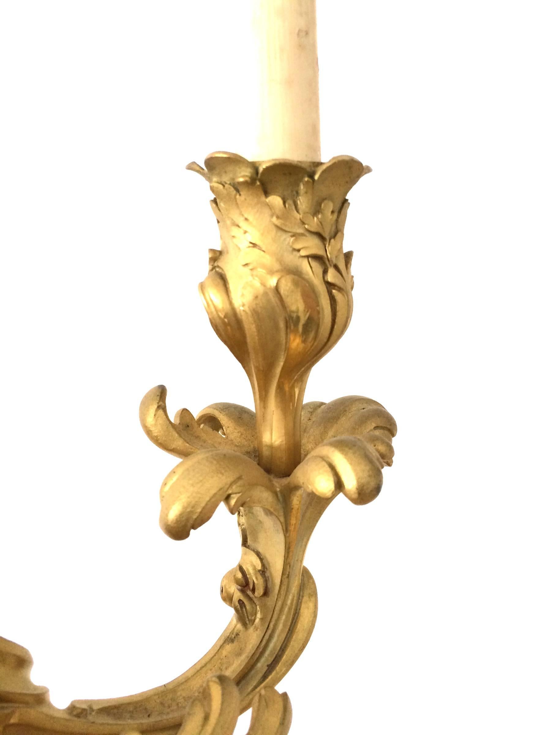 Late 19th Century E. Lelievre French Bronze Candelabra Gold Dore Finish, circa 1880  For Sale