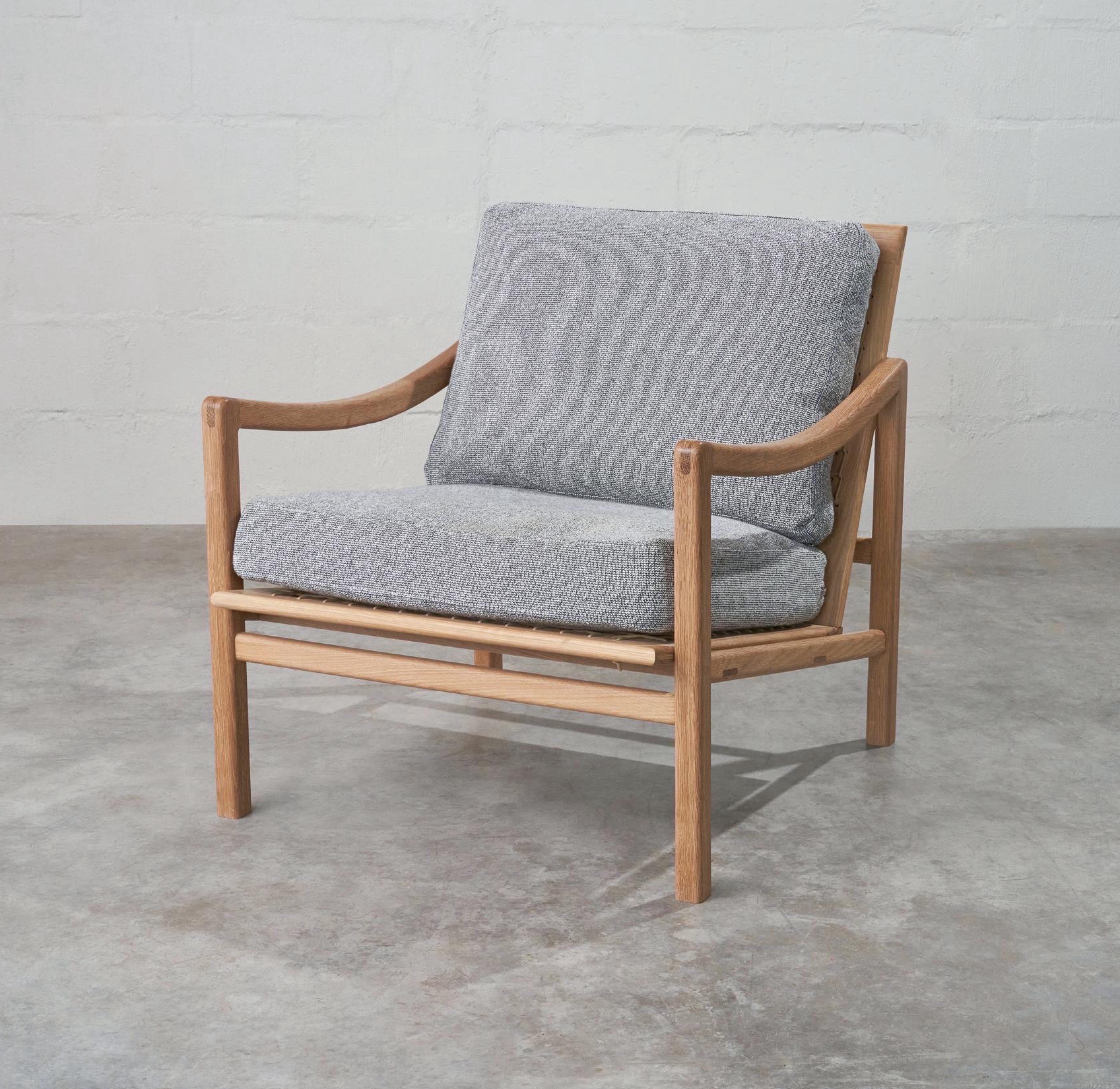 South African Oak and Cord Kalm Arm Chair  For Sale