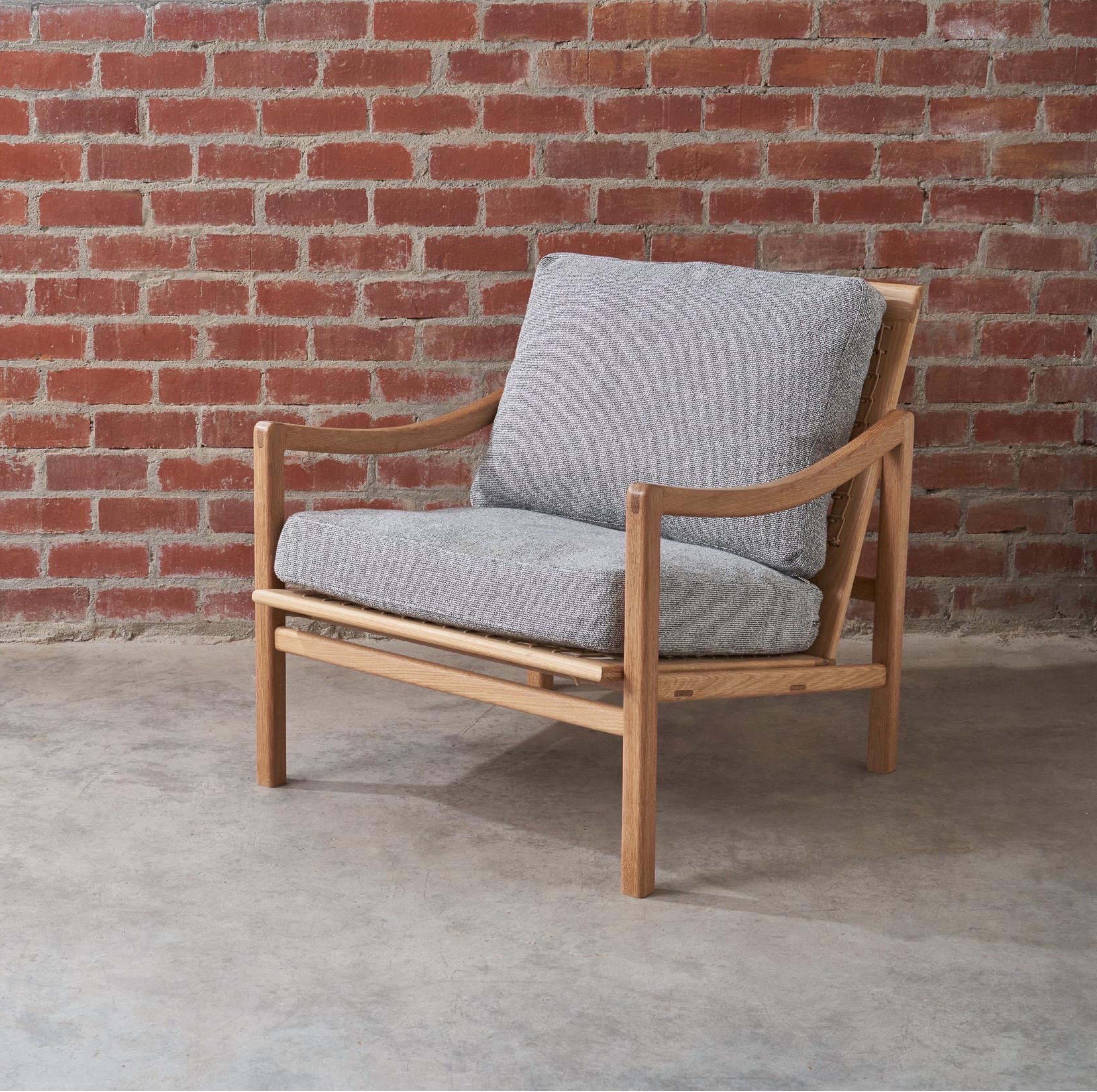 Hand-Crafted Oak and Cord Kalm Arm Chair  For Sale