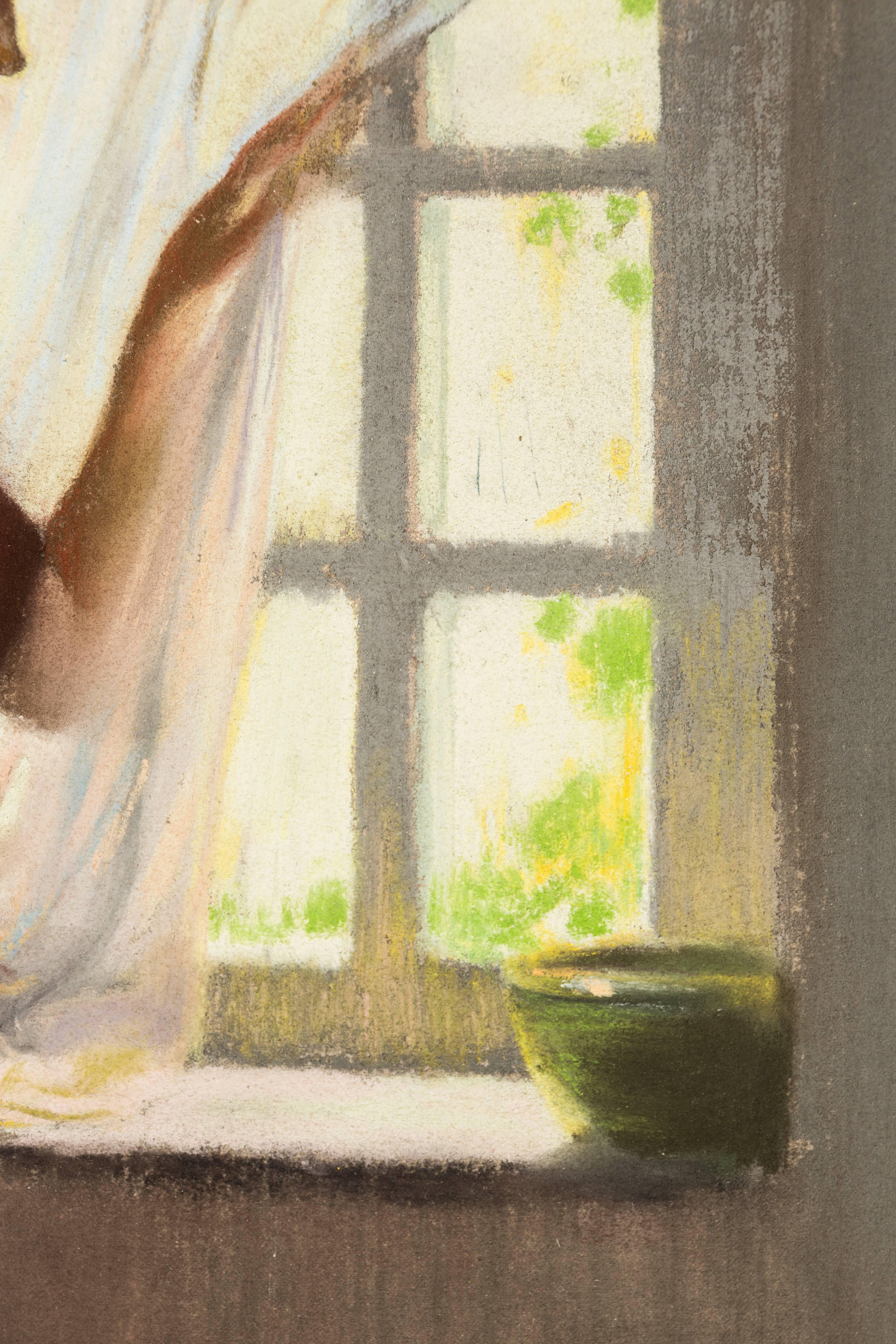 Luminoso pastello non fissato del maestro della luce Firmin Baes.
Pastello su tavola