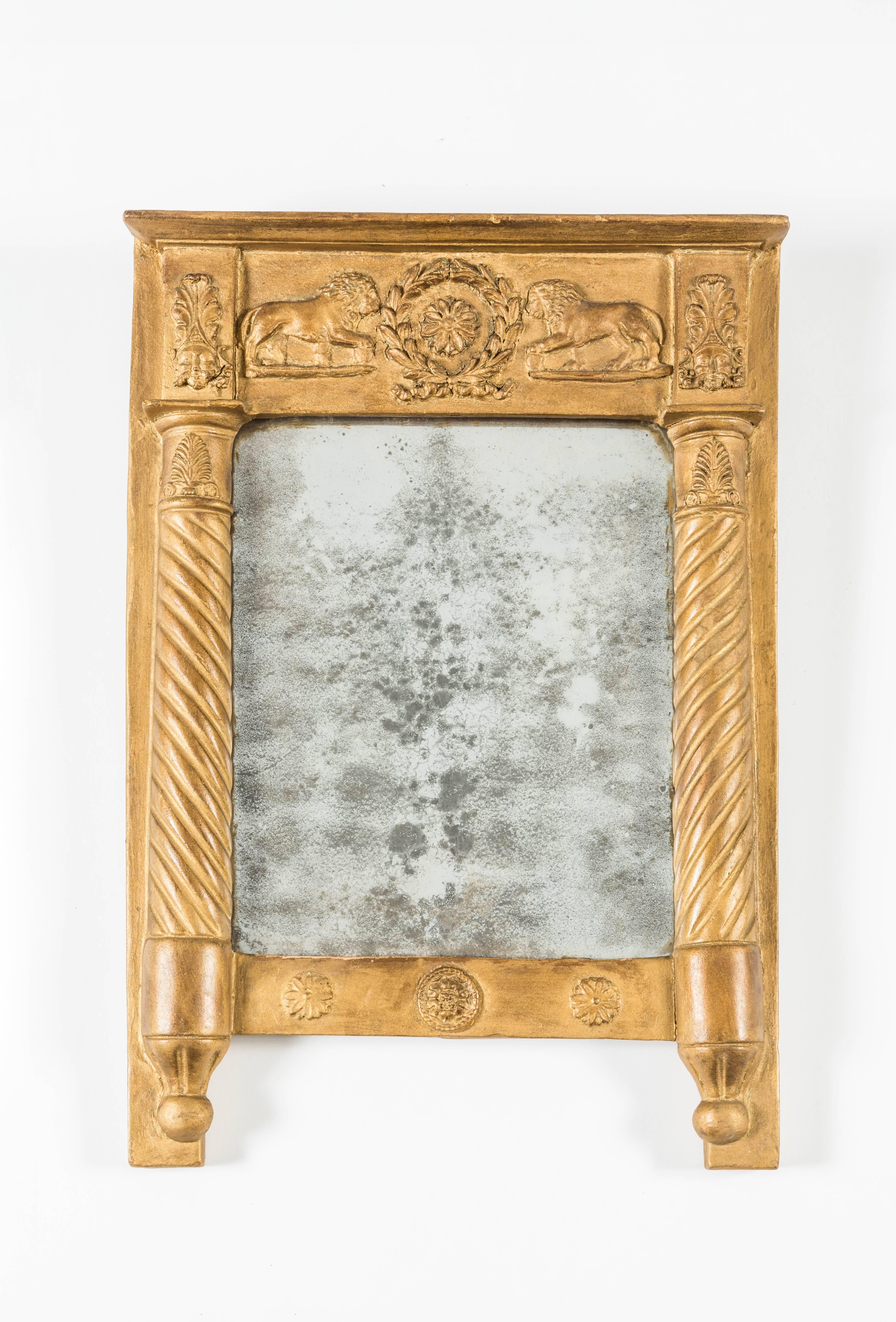 Small, exquisite french mirror, with original mercury glass.
