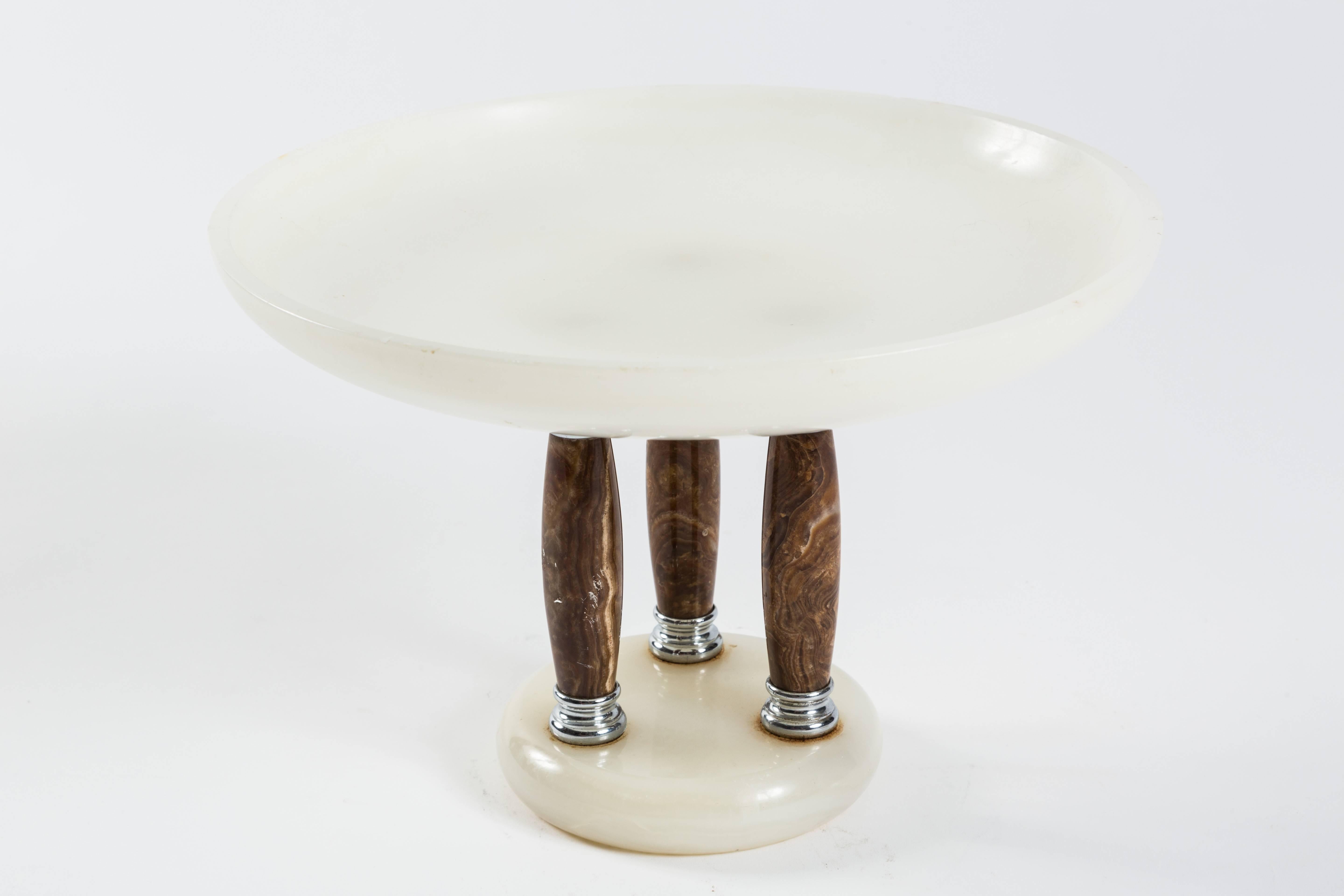 Art Deco table bowl. Marble and metal.
