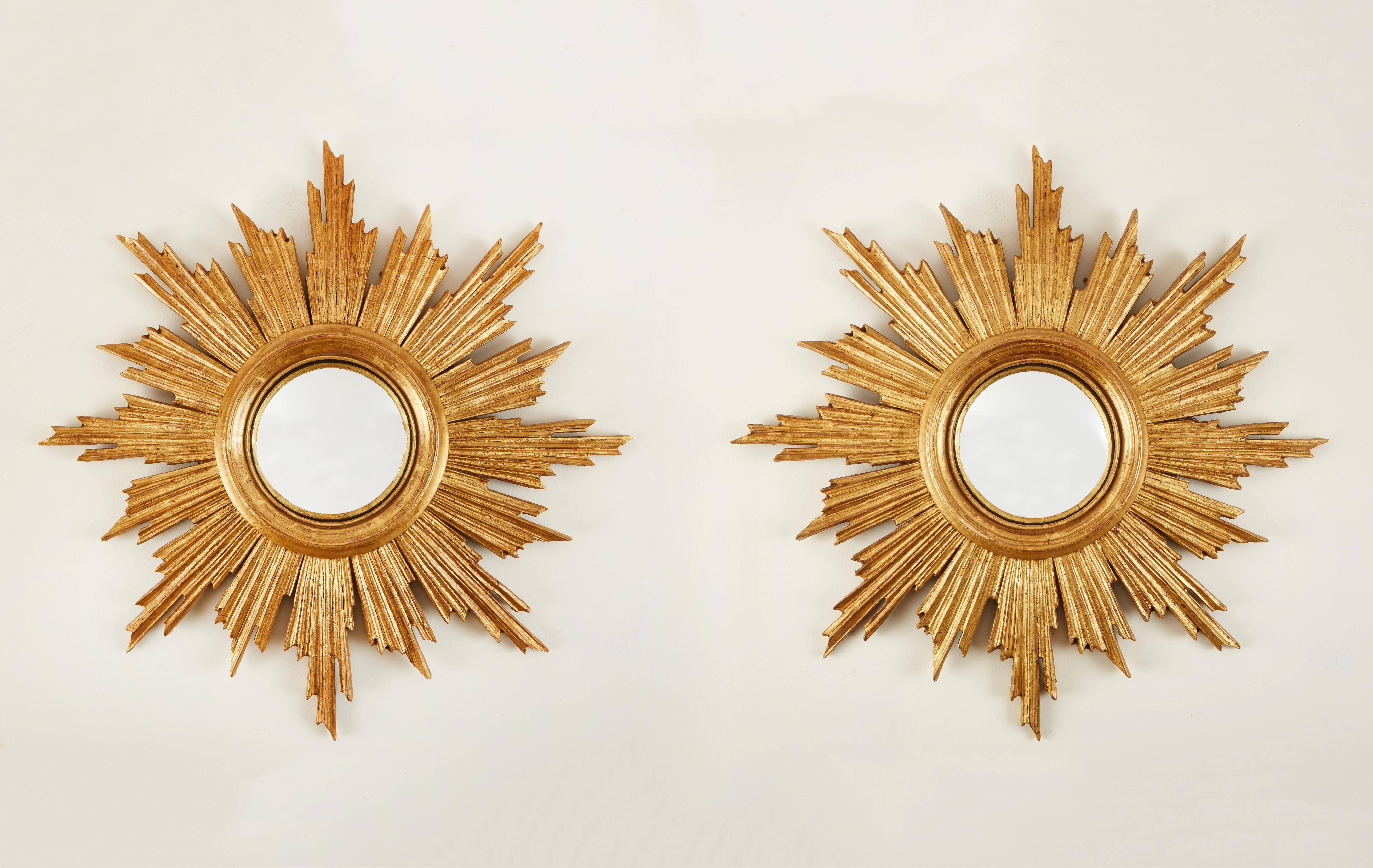 Late 20th Century Pair of Sun Convex Mirrors For Sale