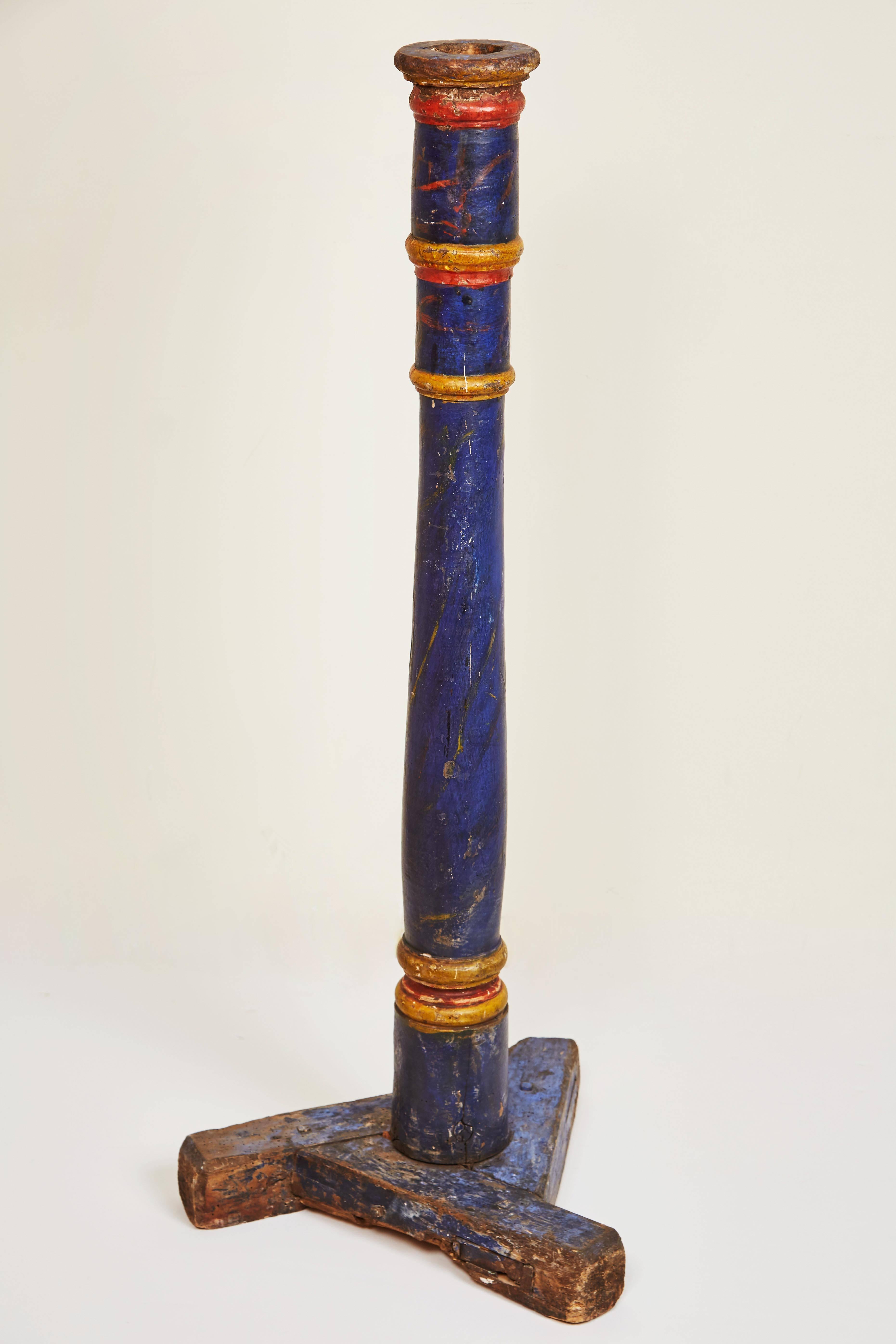 18th Century Wood Carved Spanish Candleholder 1