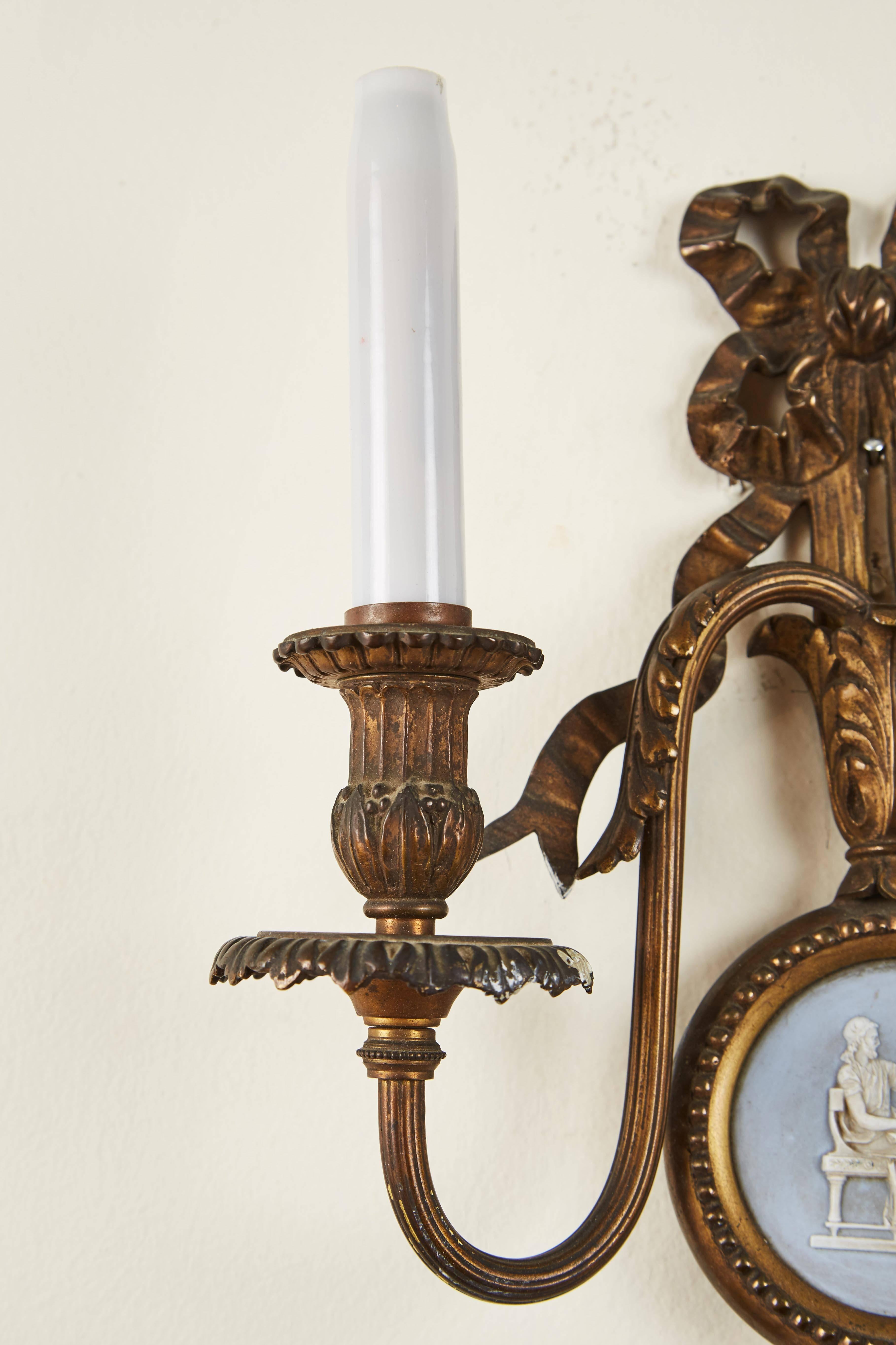 Bronze Pair of 19th Century French Sconces