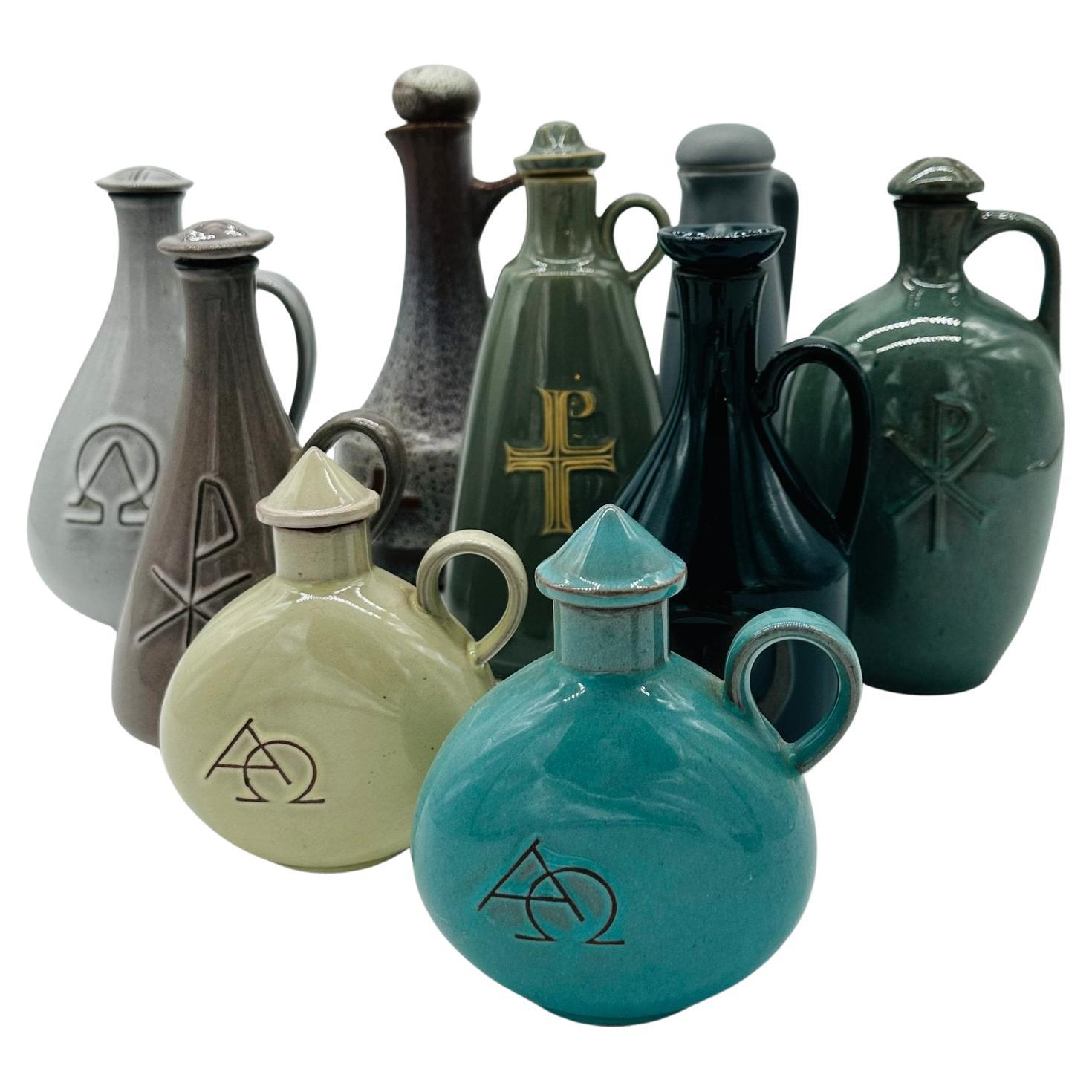 Vases d
eau Sainte-Esprit d
Allemagne de l
Ouest modernes du milieu du siècle dernier, Laach, Ulmer, lot de 9 en vente