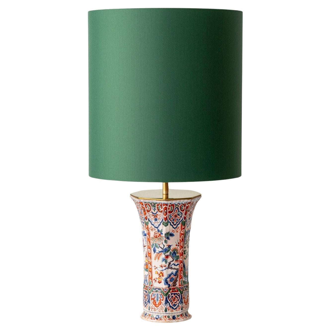 Lámpara de mesa Chinoiserie de Géo Martel, loza de Desvres, principios del siglo XX en venta