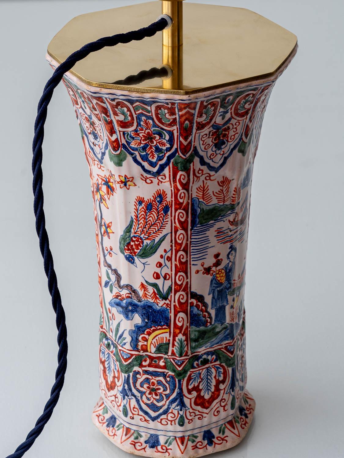 Lámpara de mesa Chinoiserie de Géo Martel, loza de Desvres, principios del siglo XX en venta 5