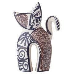 Gatto cubista spagnolo in stile Picasso in ceramica di Otero Regal